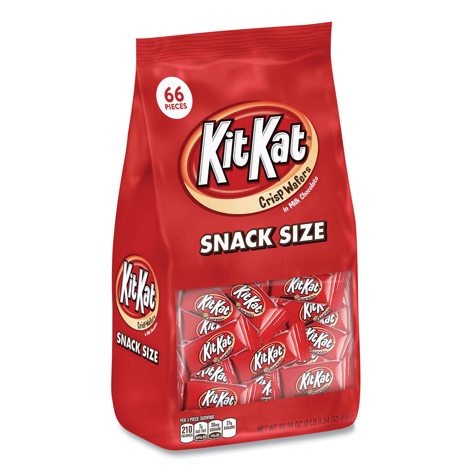  Kit Kat 22444 Snack Size, Crisp Wafers in Milk Chocolate, 32.34 oz Bag, Free Delivery in 1-4 Business Days (GRR24600359) 