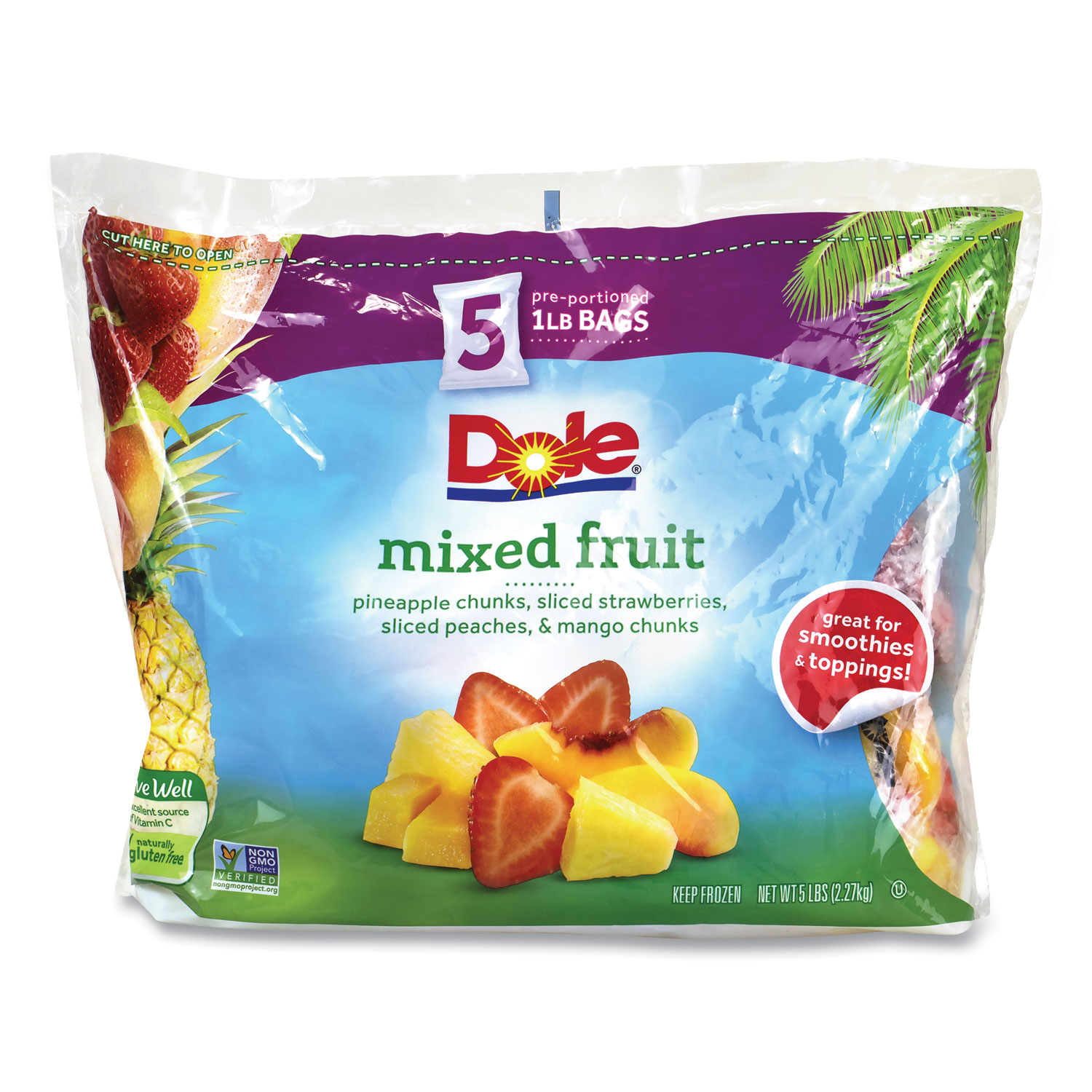 Dole 206577 Frozen Mixed Fruit, 1 lb Bag, 5 Bags/Pack, Free Delivery in 1-4 Business Days (GRR90300102) 