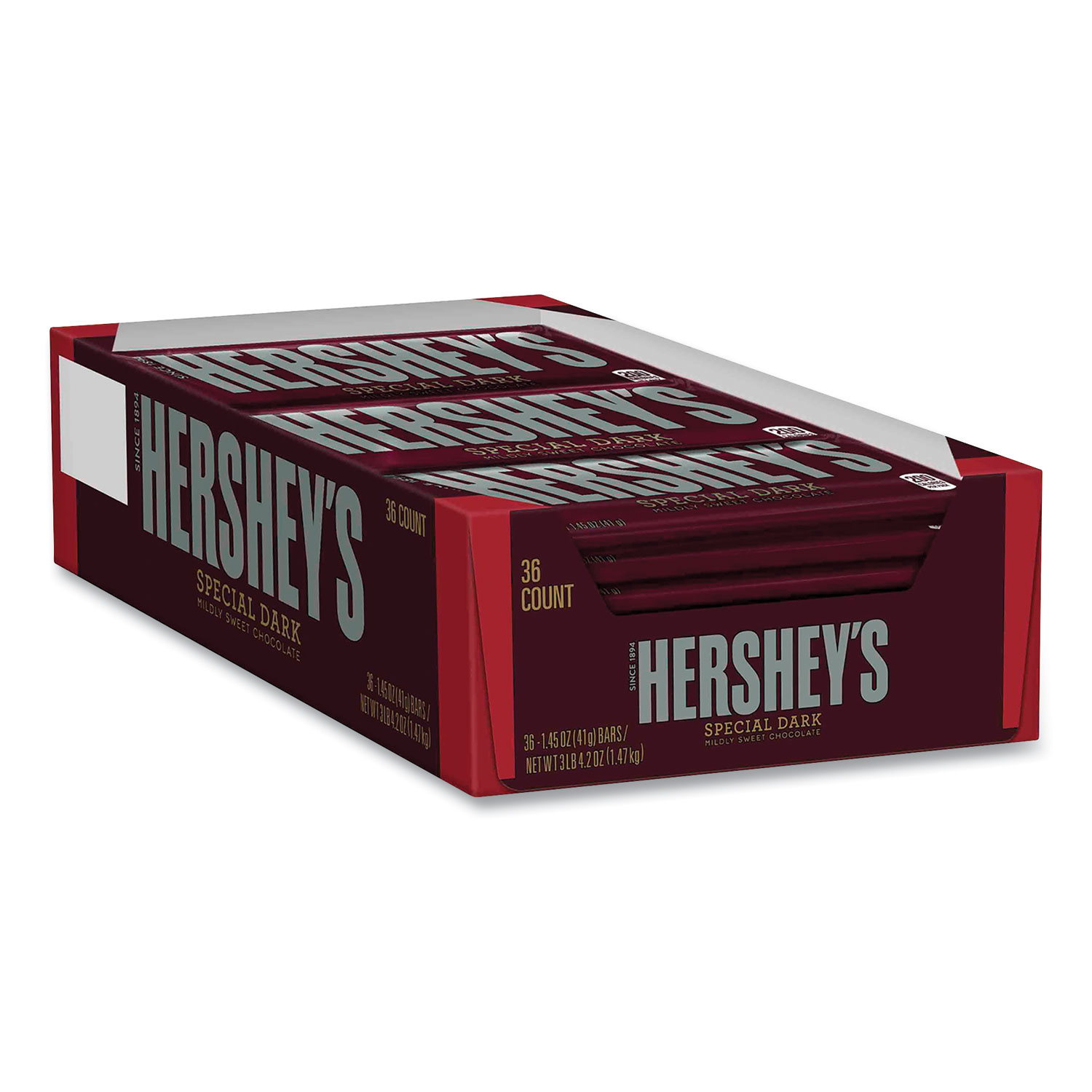  Hershey's 24500 Special Dark Mildly Sweet Chocolate Bar, 1.45 oz Bar, 36/Box, Free Delivery in 1-4 Business Days (GRR24600186) 