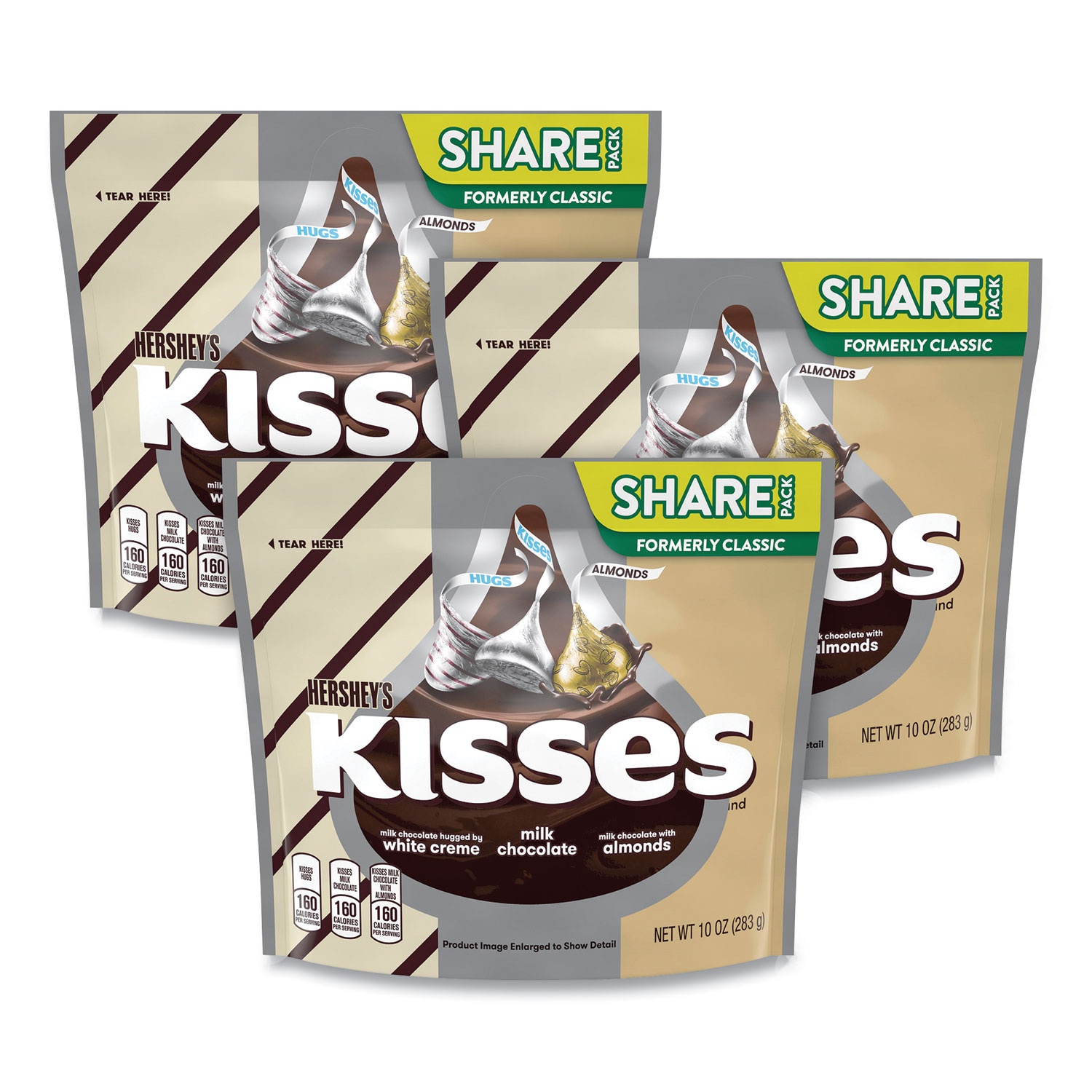  Hershey's 12921 KISSES Share Pack Assortment, 10 oz Bag, 3 Bags/Pack, Free Delivery in 1-4 Business Days (GRR24600448) 
