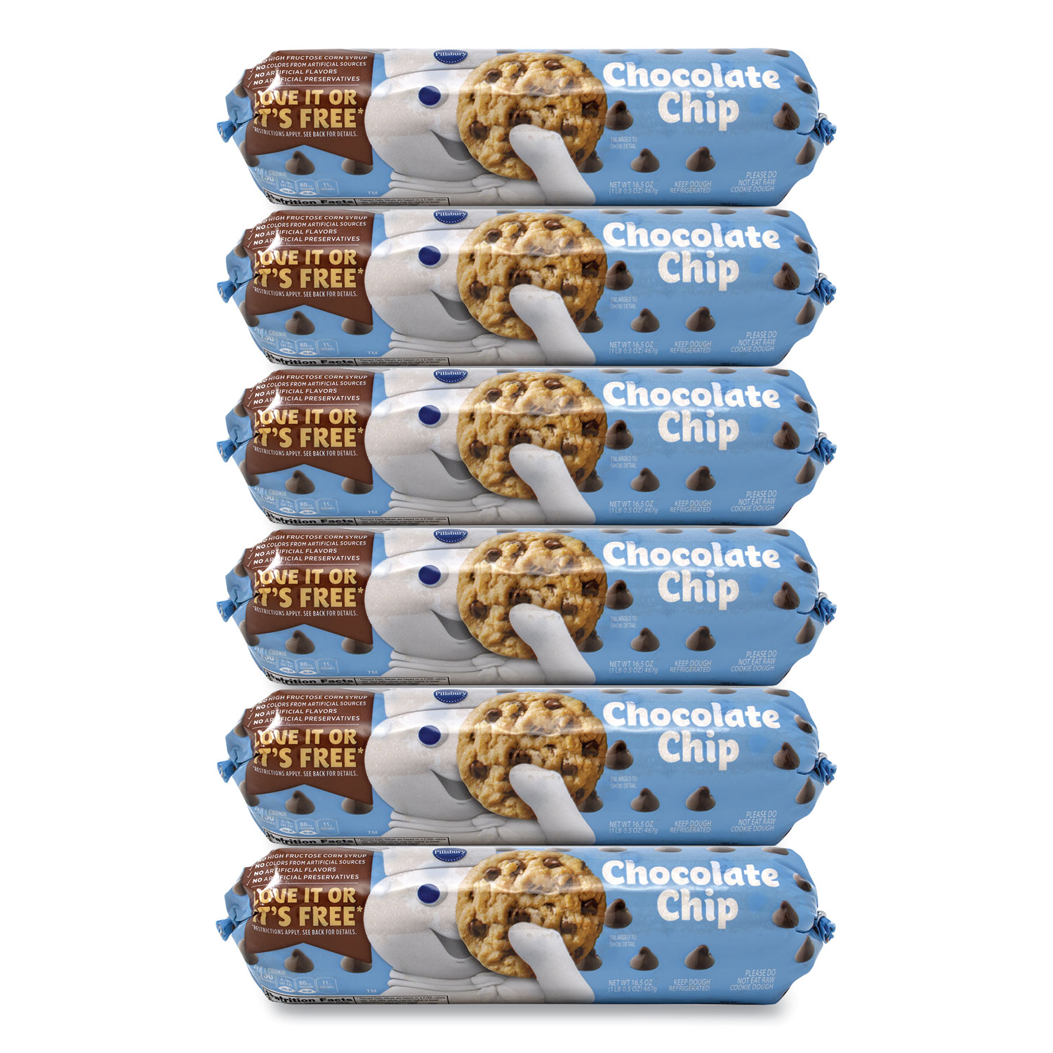  Pillsbury 731 Create 'N Bake Chocolate Chip Cookies, 16.5 oz Tube, 6 Tubes/Pack, Free Delivery in 1-4 Business Days (GRR90200455) 