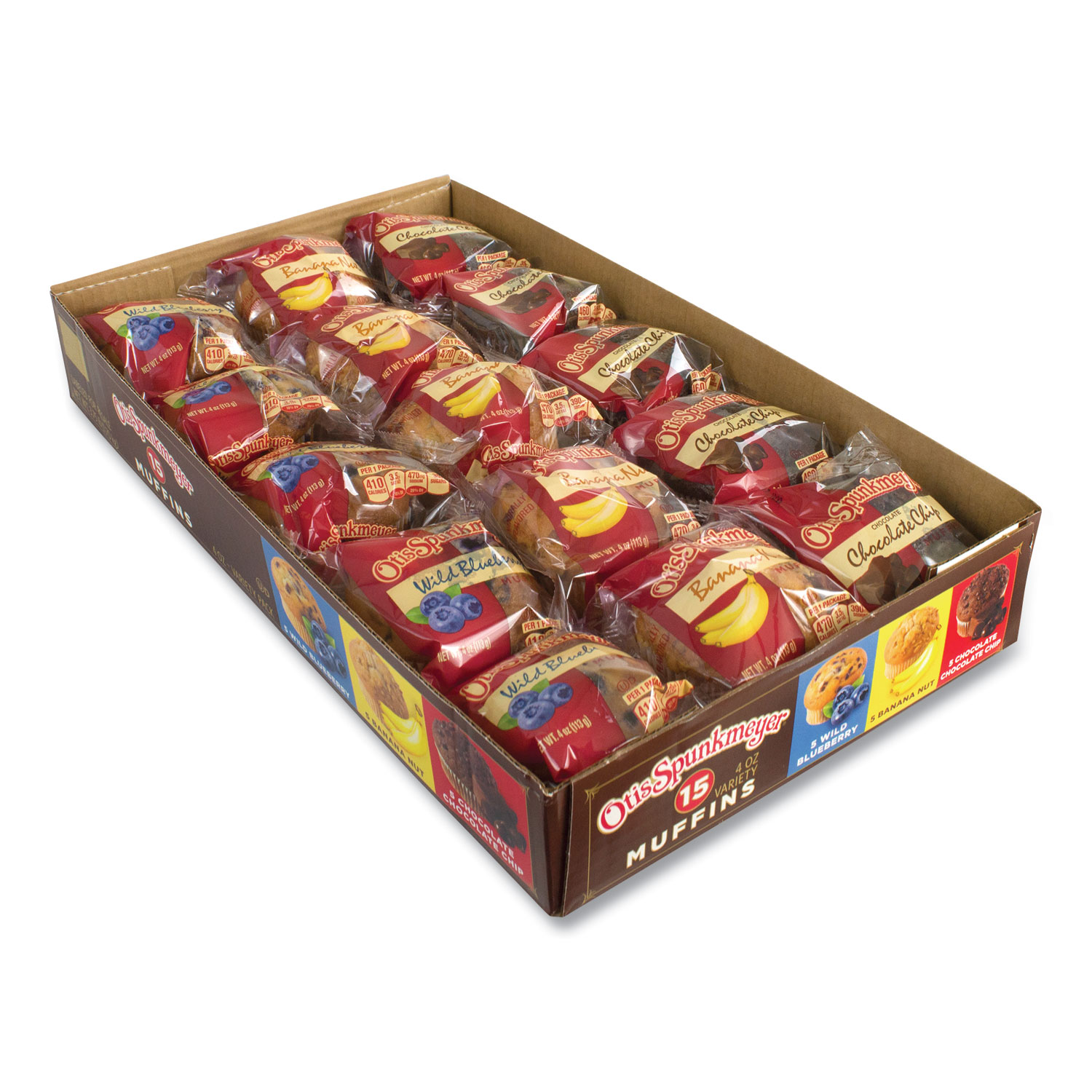 Otis Spunkmeyer® Muffins Variety Pack, Assorted Flavors, 4 oz Pack, 15 Packs/Box, Free Delivery in 1-4 Business Days