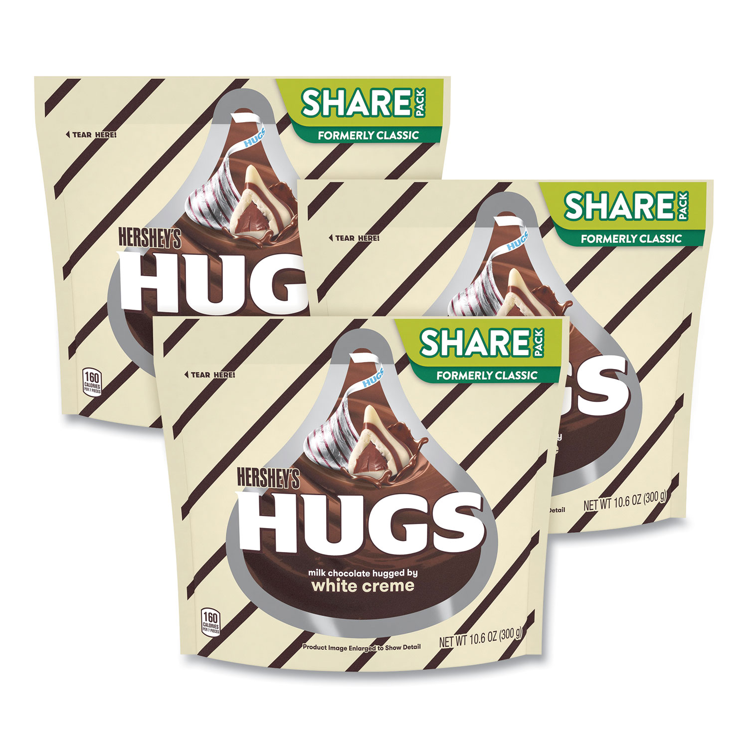  Hershey's 11032 HUGS Candy, Milk Chocolate with White Creme, 1.6 oz Bag, 3 Bags/Pack, Free Delivery in 1-4 Business Days (GRR24600404) 