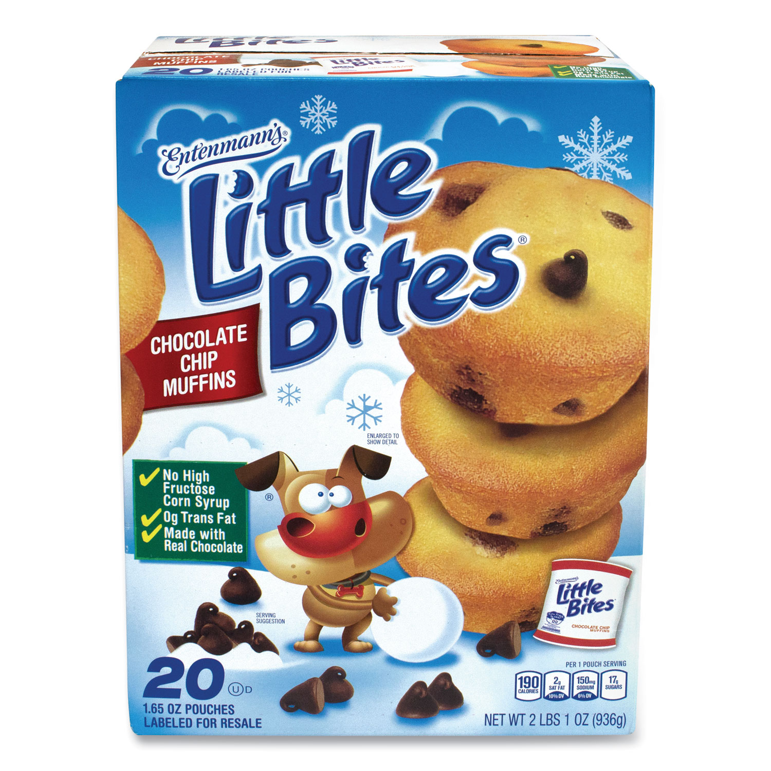 Entenmanns Little Bites® Little Bites Muffins, Chocolate Chip, 1.65 oz Pouch, 20 Pouches/Box, Free Delivery in 1-4 Business Days