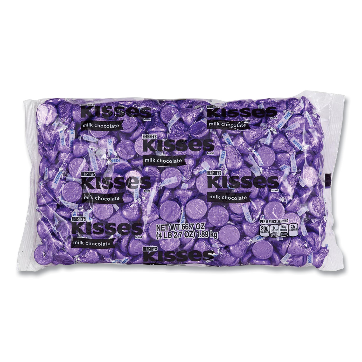  Hershey's 13328 KISSES, Milk Chocolate, Purple Wrappers, 66.7 oz Bag, Free Delivery in 1-4 Business Days (GRR24600243) 