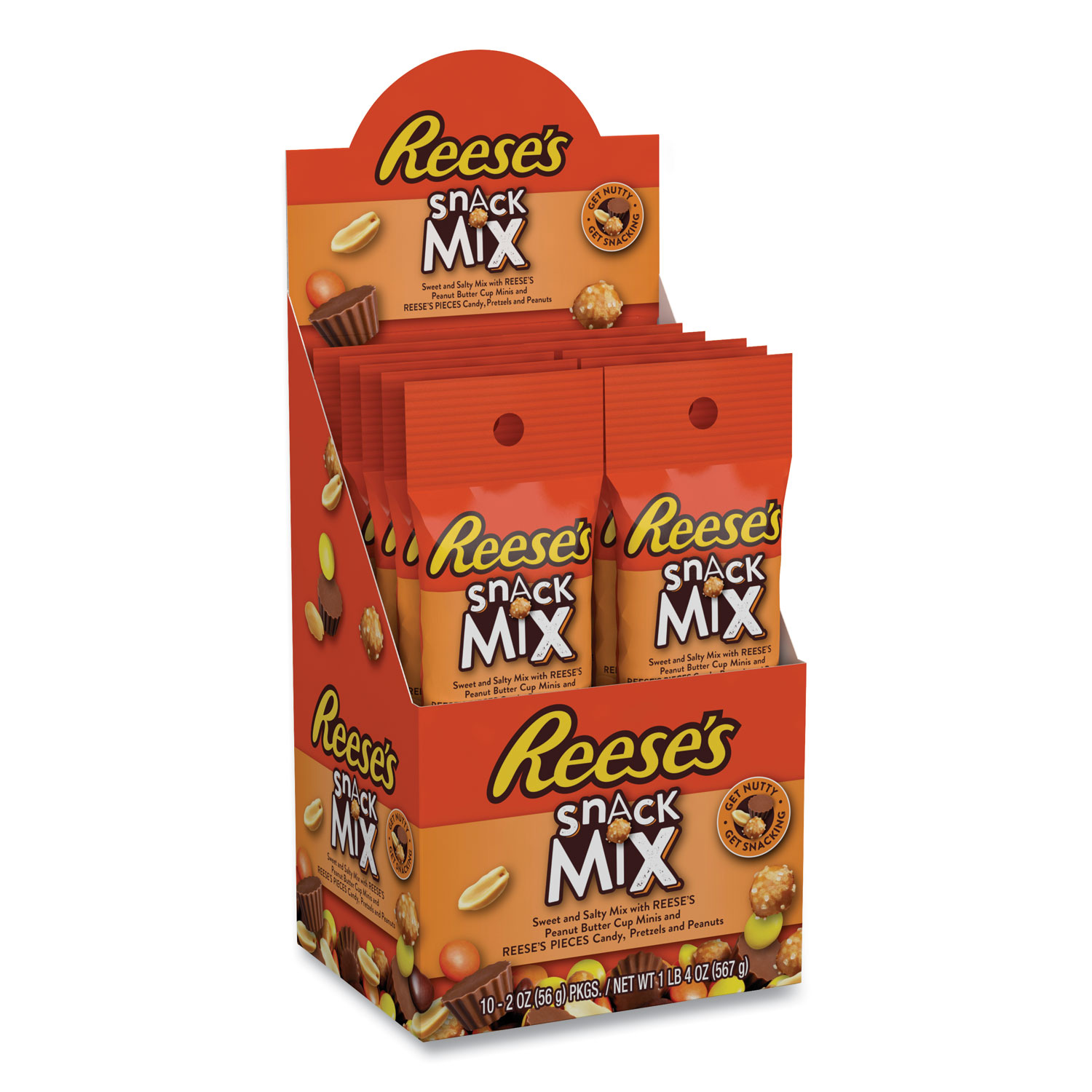 Reese's 21070 Snack Mix, Milk Chocolate Peanut Butter, 2 oz Tube, 10 Tubes/Box, Free Delivery in 1-4 Business Days (GRR24600295) 