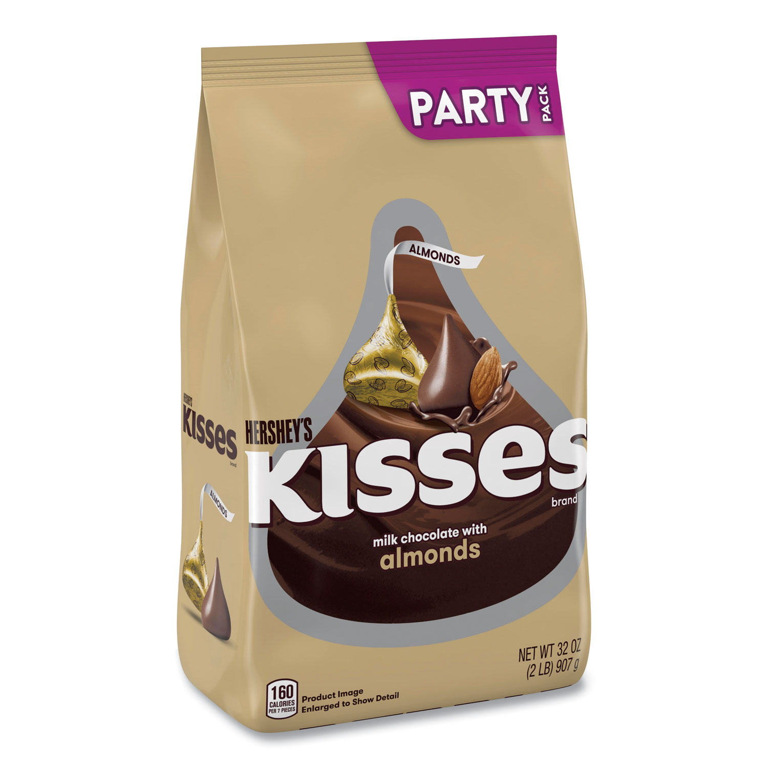  Hershey's 13479 KISSES Milk Chocolate with Almonds, Party Pack, 32 oz Bag, Free Delivery in 1-4 Business Days (GRR24600418) 