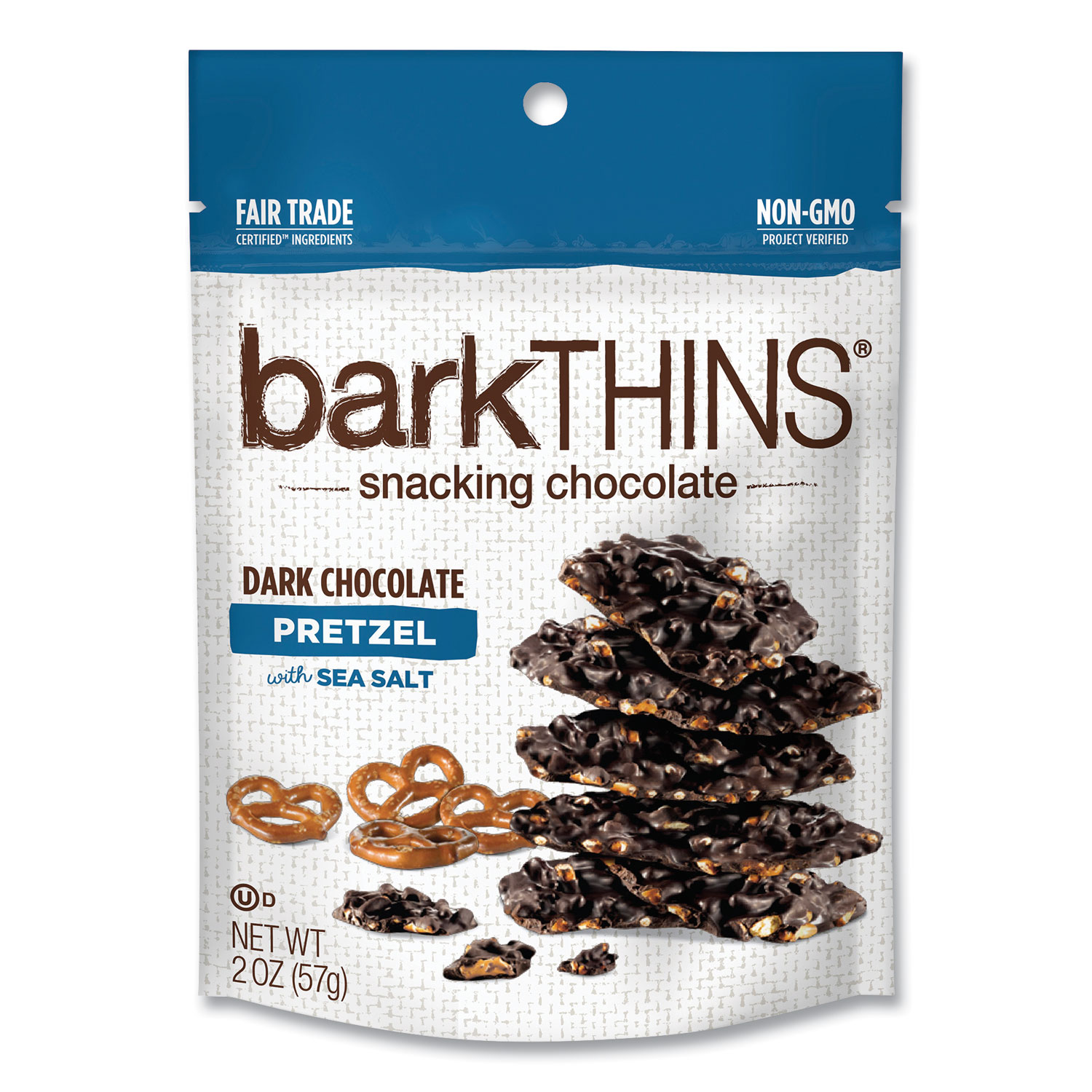  barkTHINS 2041 Snacking Chocolate, Dark Chocolate Pretzel with Sea Salt, 2 oz Bag, 8/Carton, Free Delivery in 1-4 Business Days (GRR24600296) 
