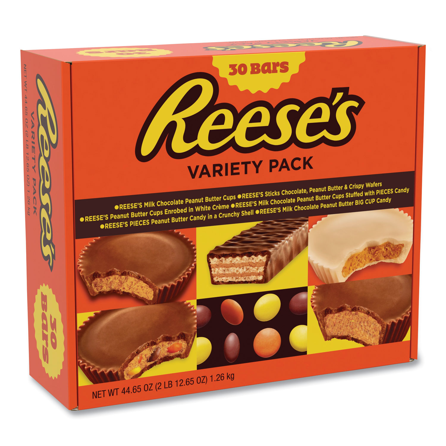  Reese's 43372 Variety Pack Assortment, 44.65 oz Box, 30 Bars/Box, Free Delivery in 1-4 Business Days (GRR24600286) 