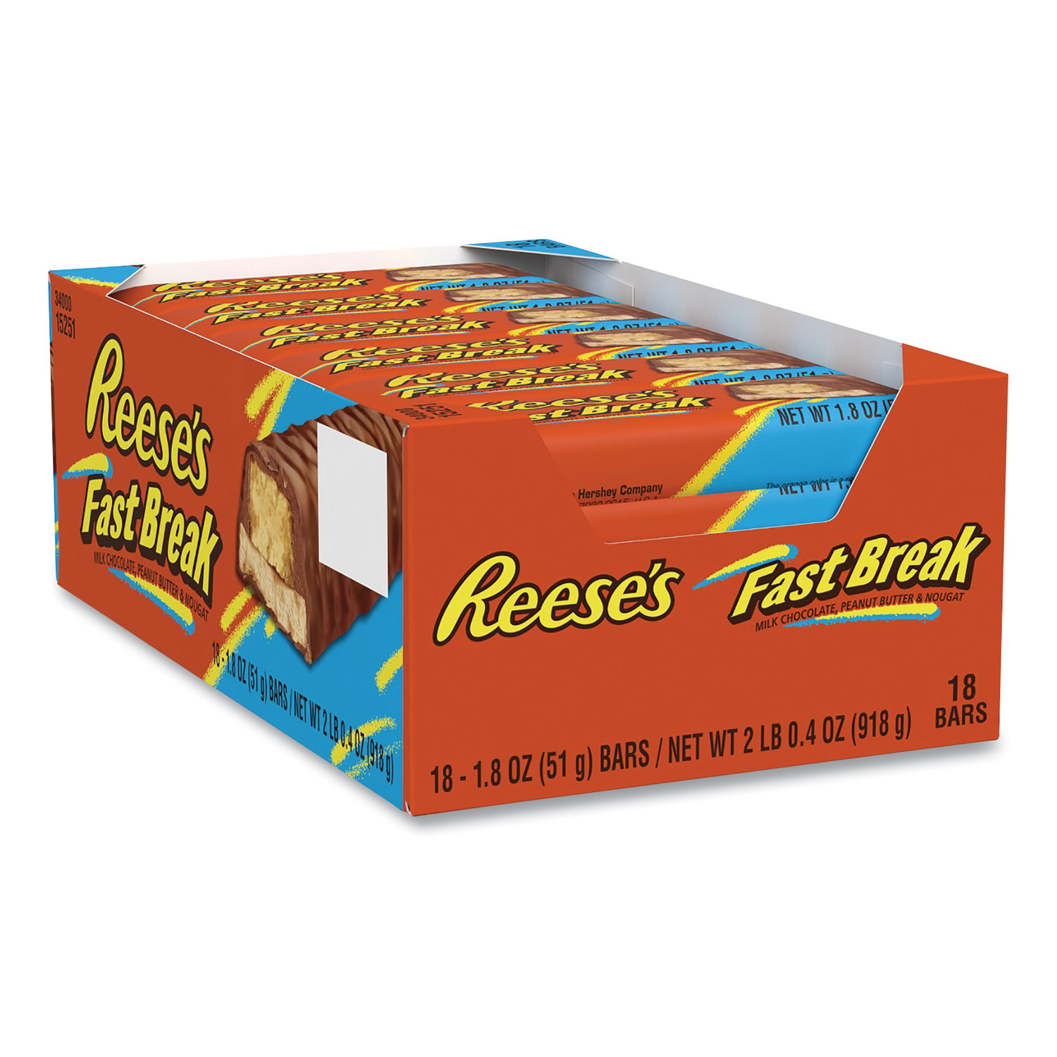  Reese's 15251 FAST BREAK Bar, 1.8 oz Bar, 18 Bars/Box, Free Delivery in 1-4 Business Days (GRR24600184) 