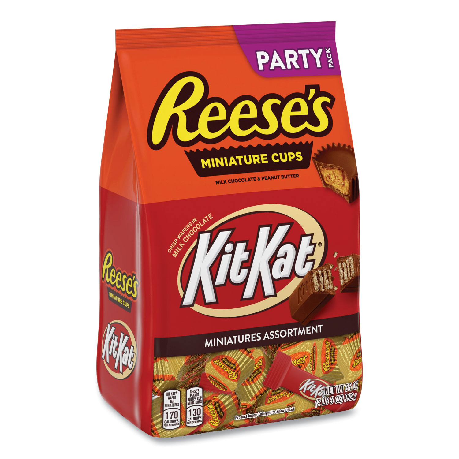  National Brand 99983 Party Pack Milk Chocolate Candy Assortment, Kit Kat/Reese's Peanut Butter Cups, 35 oz Bag, Free Delivery in 1-4 Business Days (GRR24600401) 