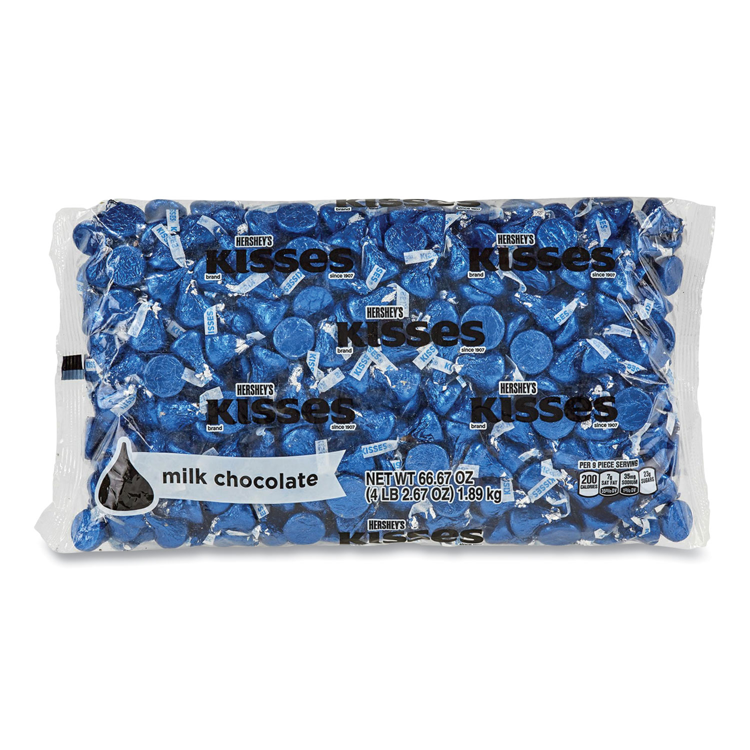  Hershey's 16019 KISSES, Milk Chocolate, Dark Blue Wrappers, 66.7 oz Bag, Free Delivery in 1-4 Business Days (GRR24600082) 