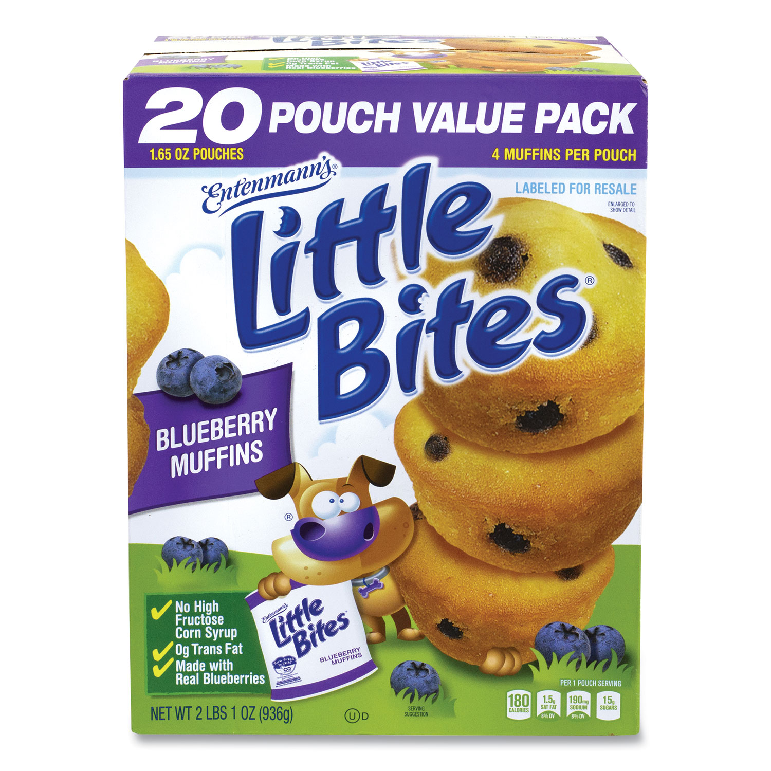  Entenmann's Little Bites 18485 Little Bites Muffins, Blueberry, 1.65 oz Pouch, 20 Pouches/Box, Free Delivery in 1-4 Business Days (GRR90000137) 