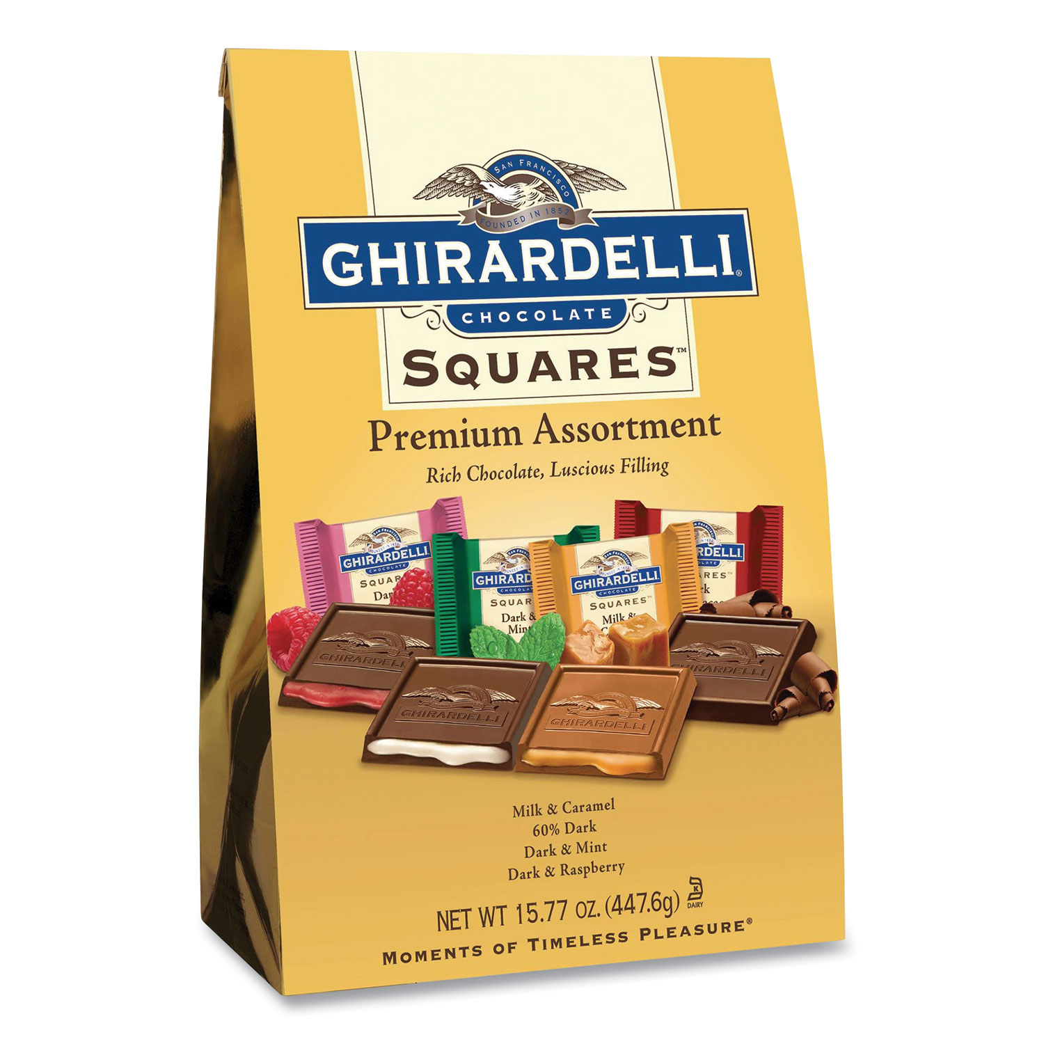  Ghirardelli 62273 Premuim Assorted Dark and Milk Chocolate Squares, 15.77 oz Bag, Free Delivery in 1-4 Business Days (GRR30001036) 