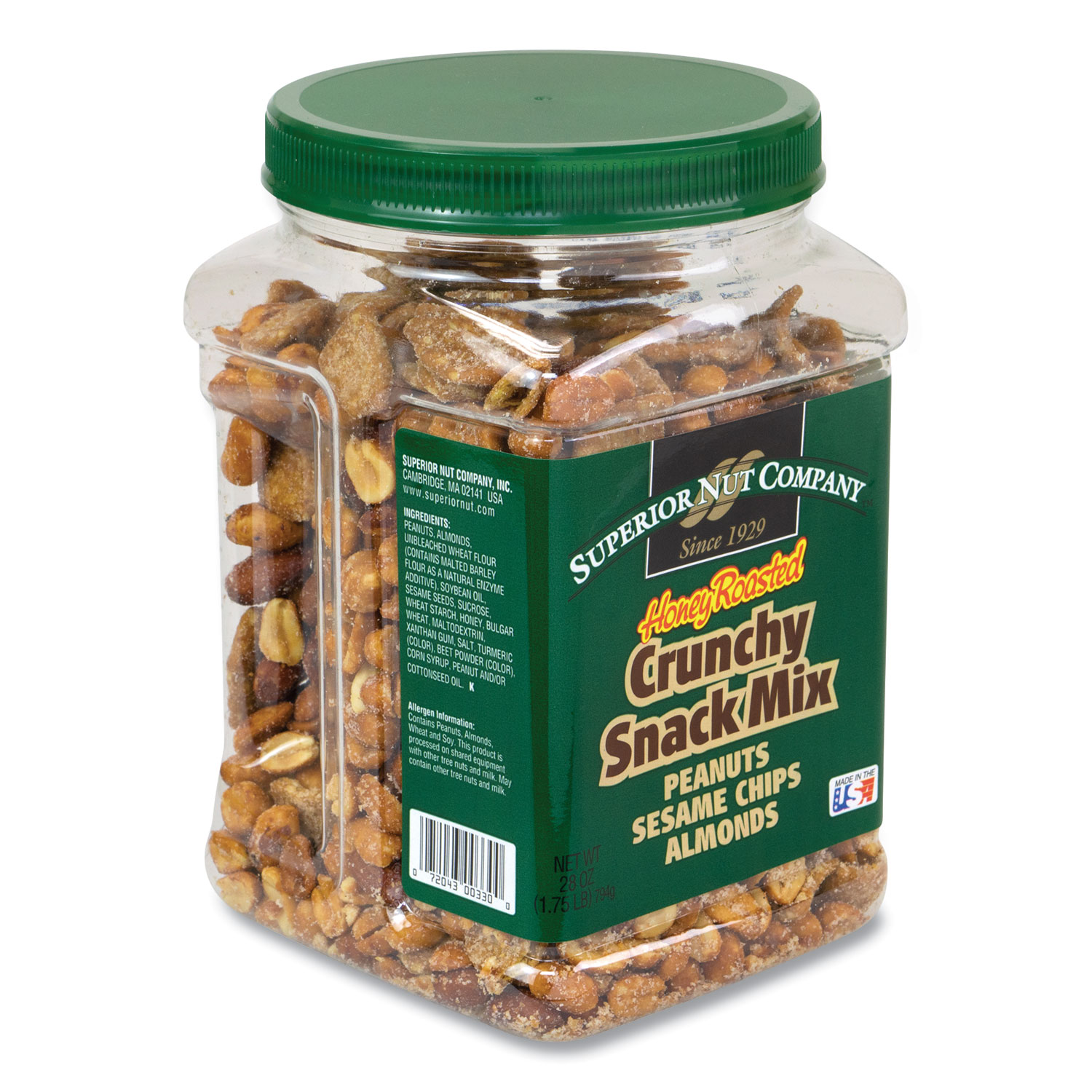  Superior Nut Company 330 Honey Roasted Crunch Snack Mix, 28 oz Tub, Free Delivery in 1-4 Business Days (GRR25900013) 