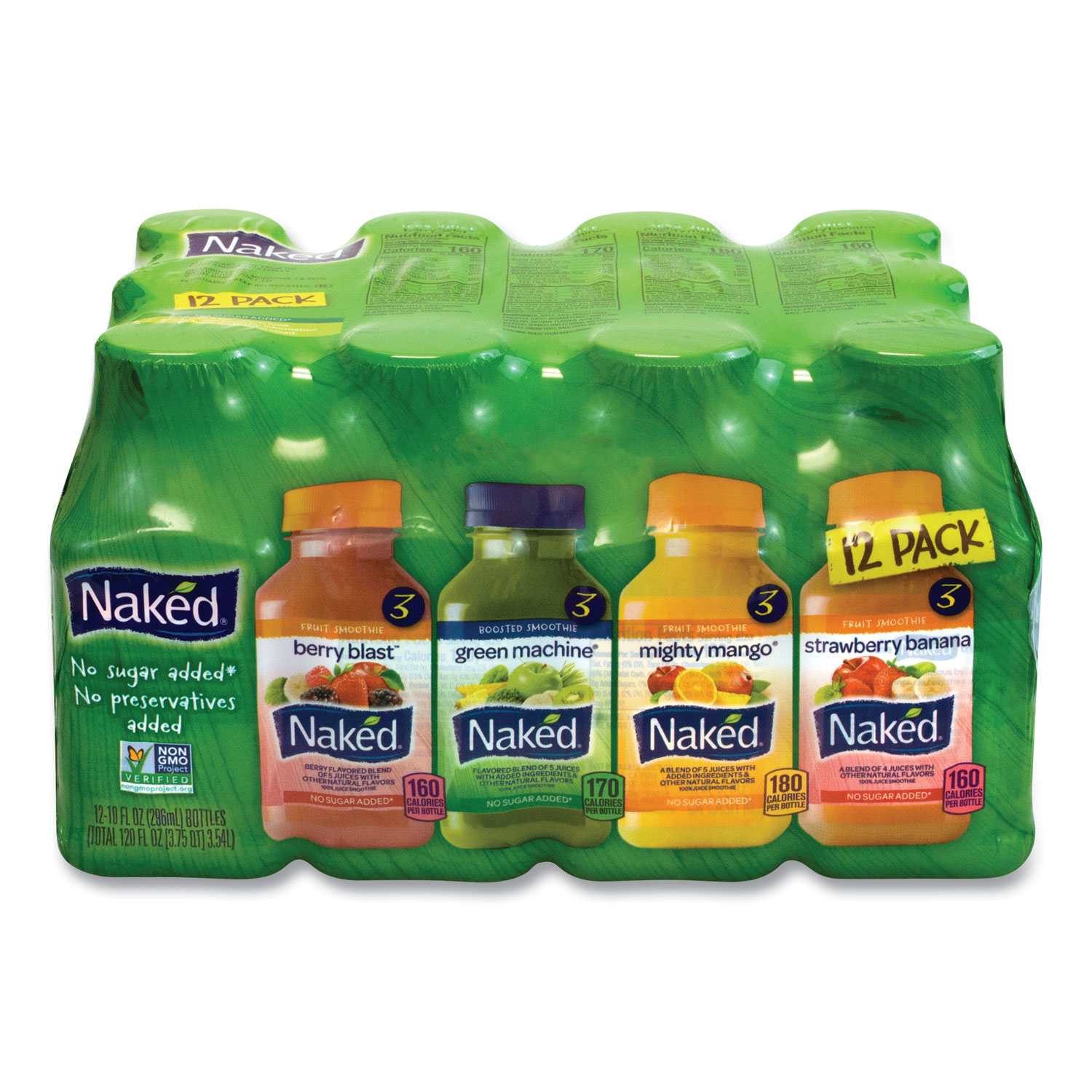  Naked 640074 Juice Variety Pack, 10 oz, Assorted Flavors, 12/Carton, Free Delivery in 1-4 Business Days (GRR90200054) 