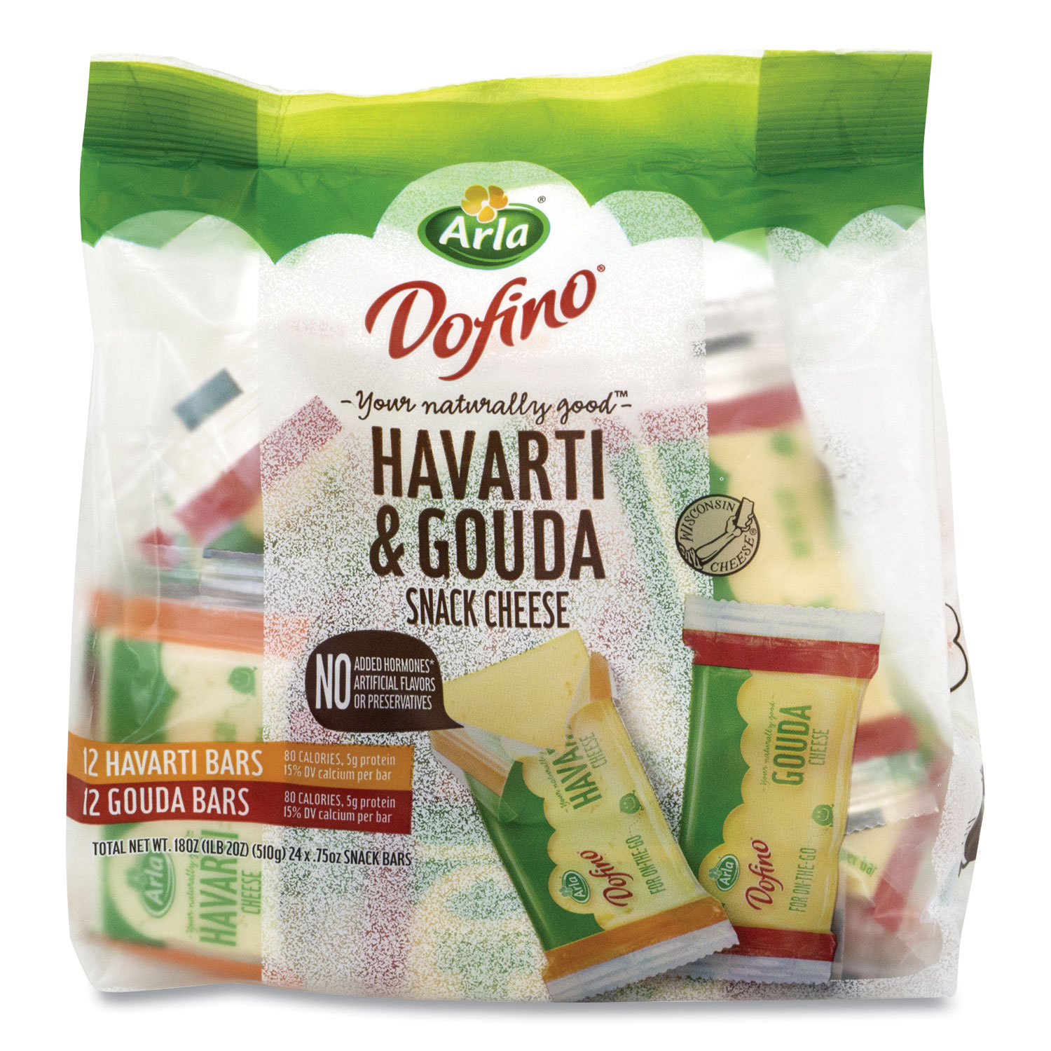 Arla® Havarti and Gouda Cheese Snack Bars, 0.75 oz Bars, 24 Bars/Pack, Free Delivery in 1-4 Business Days