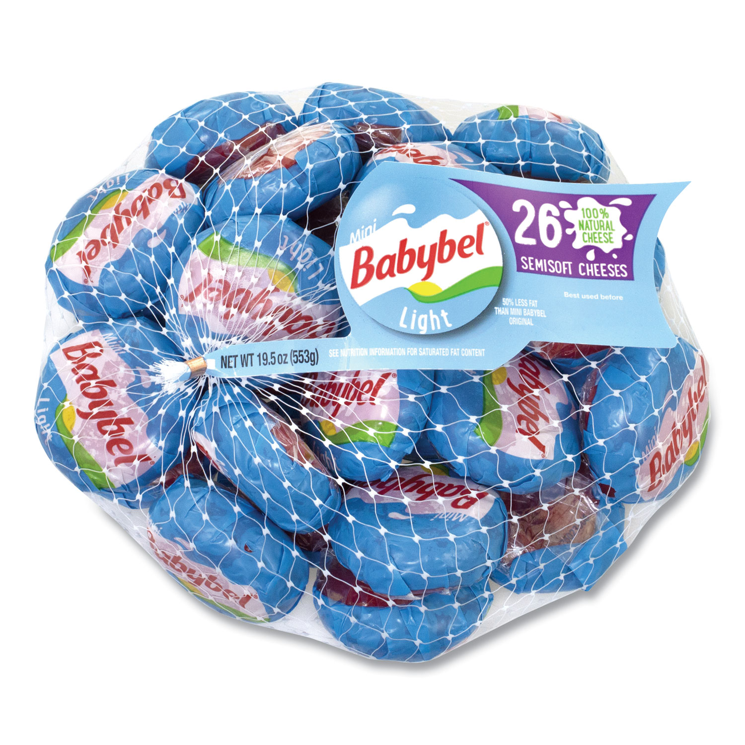  Mini Babybel 192 Cheese Wheels, Light, 19.5 oz Bag, 26 Wheels/Bag, Free Delivery in 1-4 Business Days (GRR90200029) 
