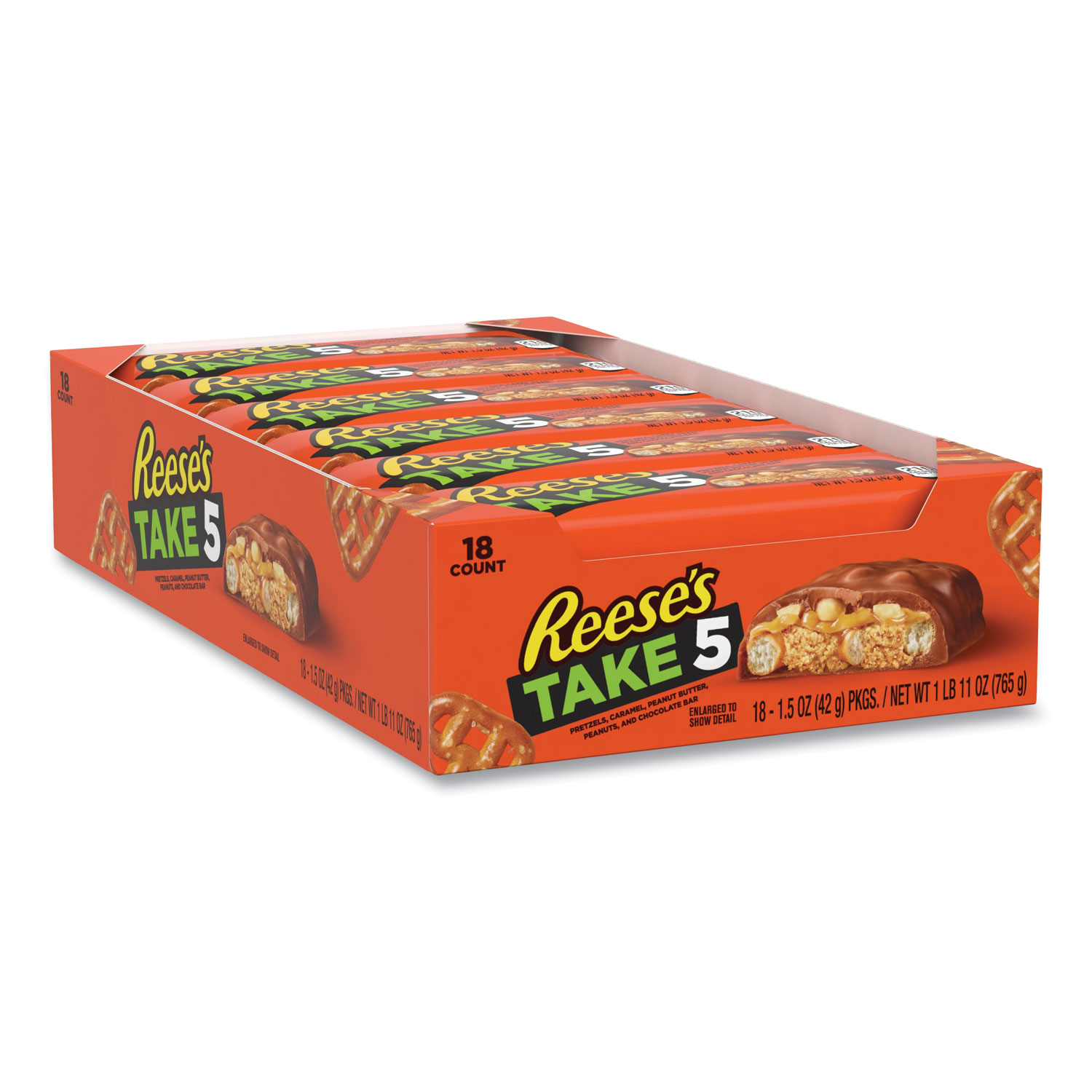  Reese's 38645 TAKE5 Candy Bar, 1.5 oz Bar, 18 Bars/Box, Free Delivery in 1-4 Business Days (GRR24600160) 