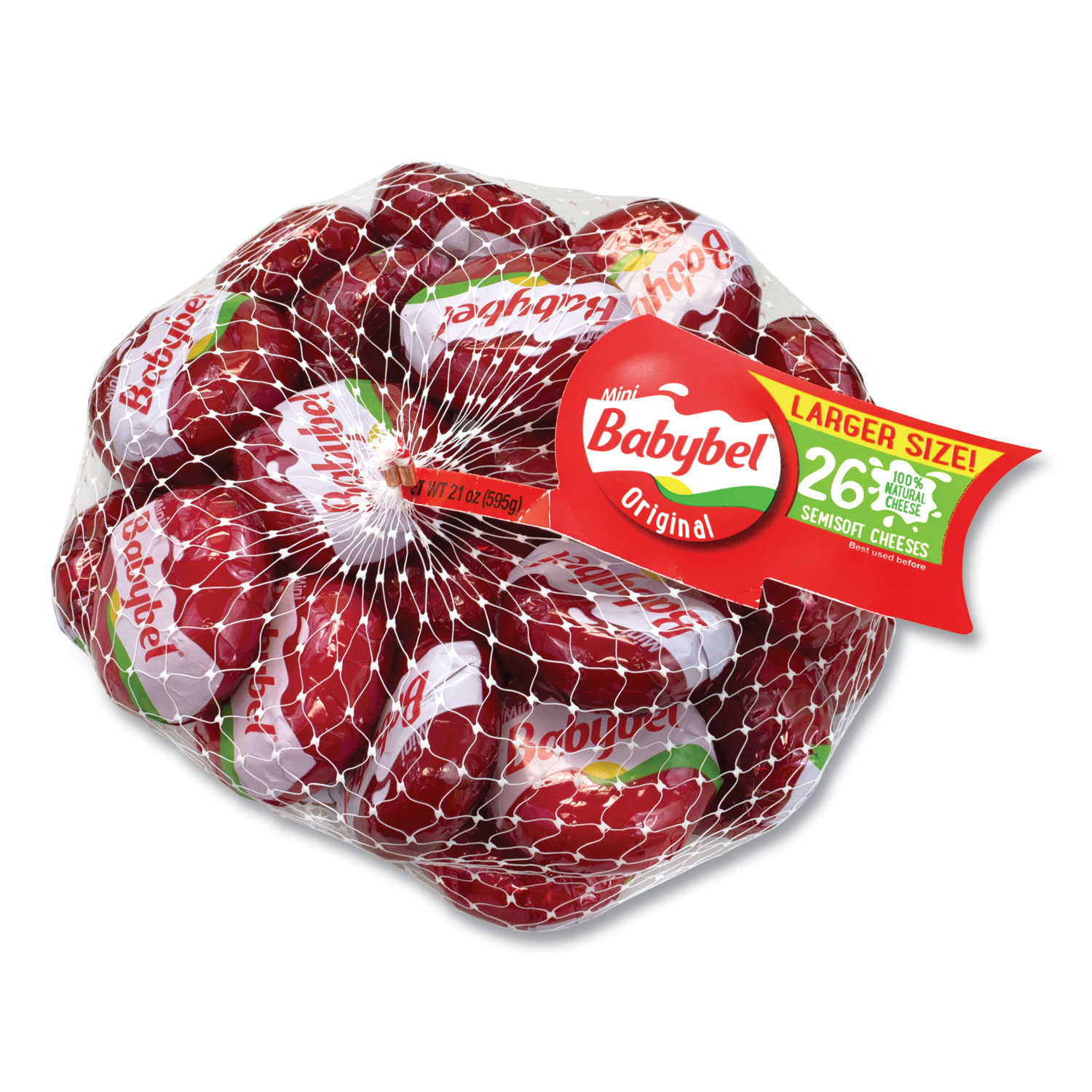 Mini Babybel® Cheese Wheels, Original, 21 oz Bag, 26 Wheels/Bag, Free Delivery in 1-4 Business Days