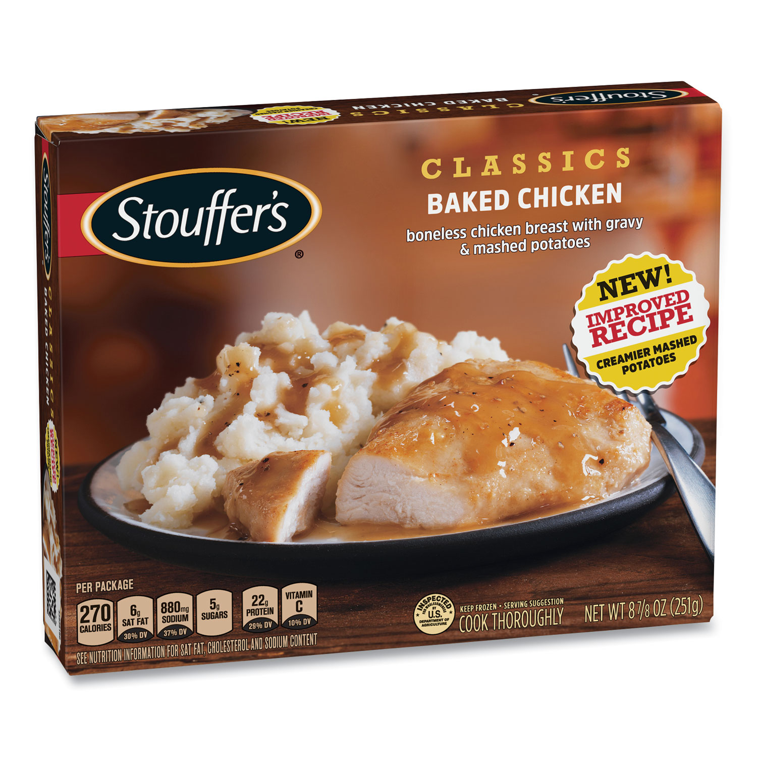  Stouffer's 101706 Classics Baked Chicken with Mashed Potatoes, 8.88 oz Box, 3 Boxes/Pack, Free Delivery in 1-4 Business Days (GRR90300130) 