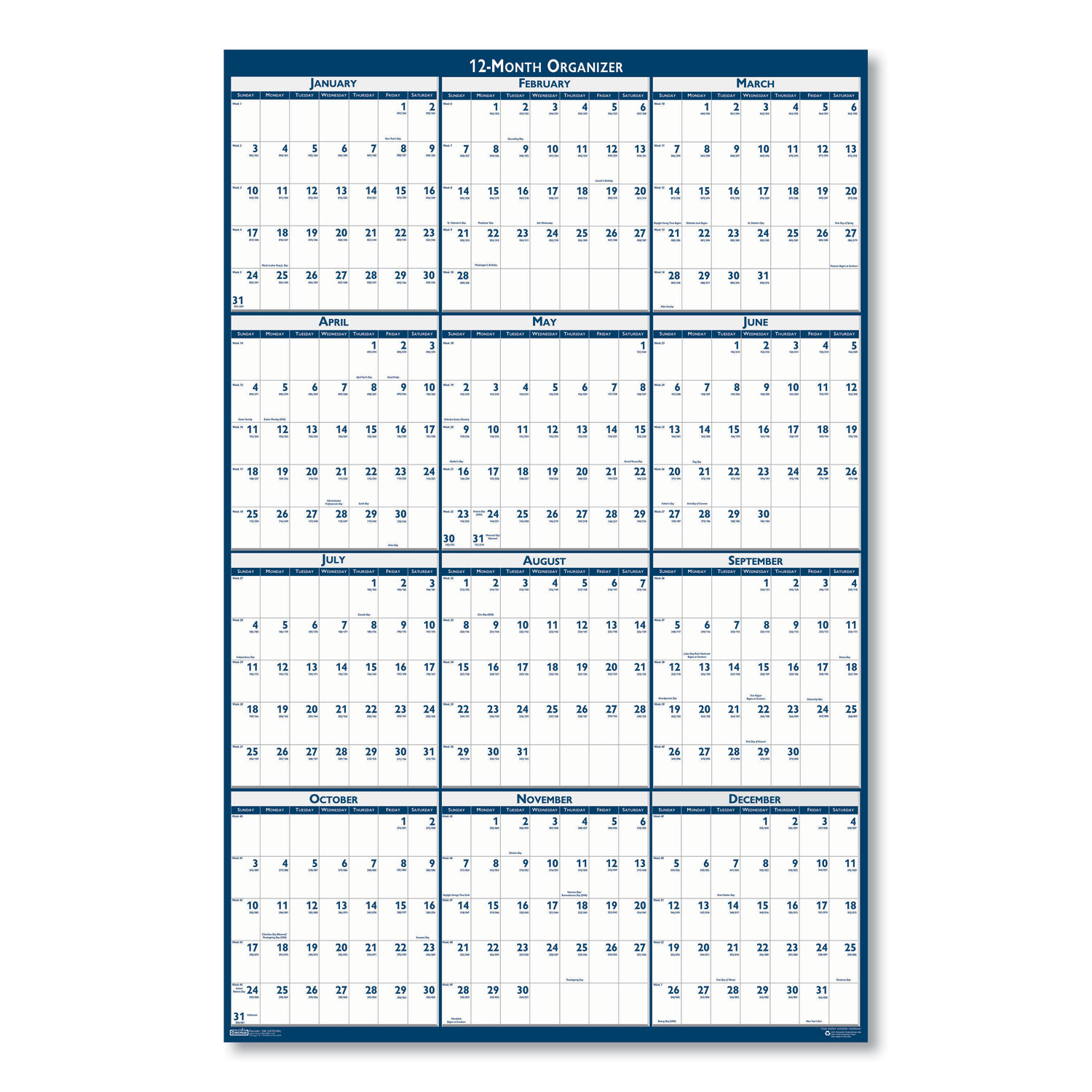 Recycled Poster Style Reversible Erasable Yearly Wall Calendar 32 X 48 21 M L H Computer Services Inc