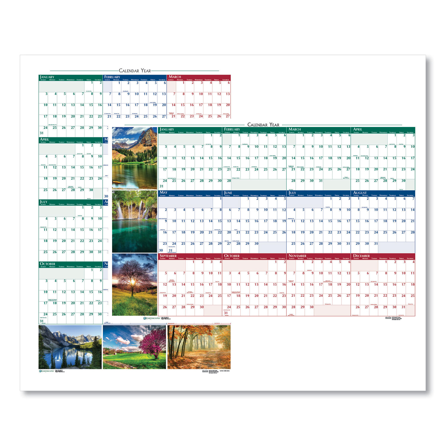  House of Doolittle 3931 Recycled Earthscapes Nature Scene Reversible Yearly Wall Calendar, 32 x 48, 2020 (HOD3931) 