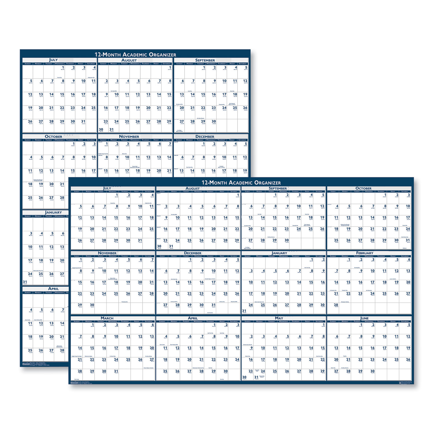  House of Doolittle 395 Recycled Poster Style Reversible Academic Yearly Calendar, 24 x 37, 2020-2021 (HOD395) 