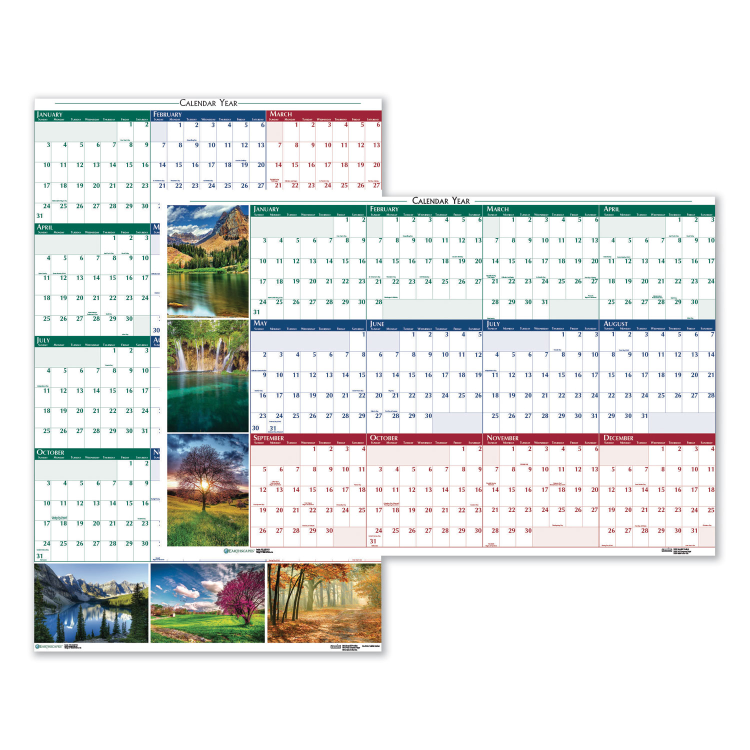  House of Doolittle 3930 Recycled Earthscapes Nature Scene Reversible Yearly Wall Calendar, 18 x 24, 2020 (HOD3930) 