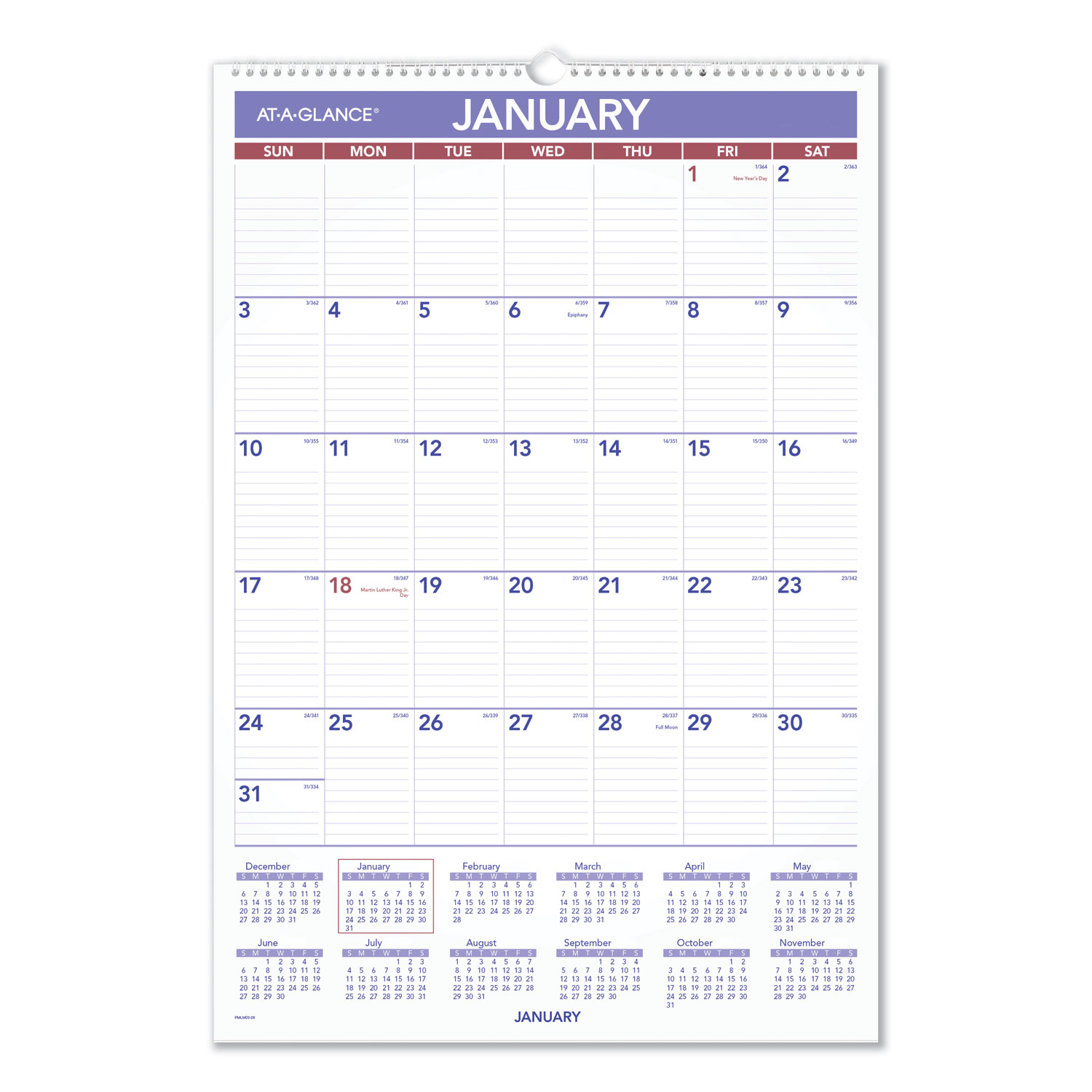  AT-A-GLANCE PMLM03-28 Erasable Wall Calendar, 15 1/2 x 22 3/4, White, 2020 (AAGPMLM0328) 