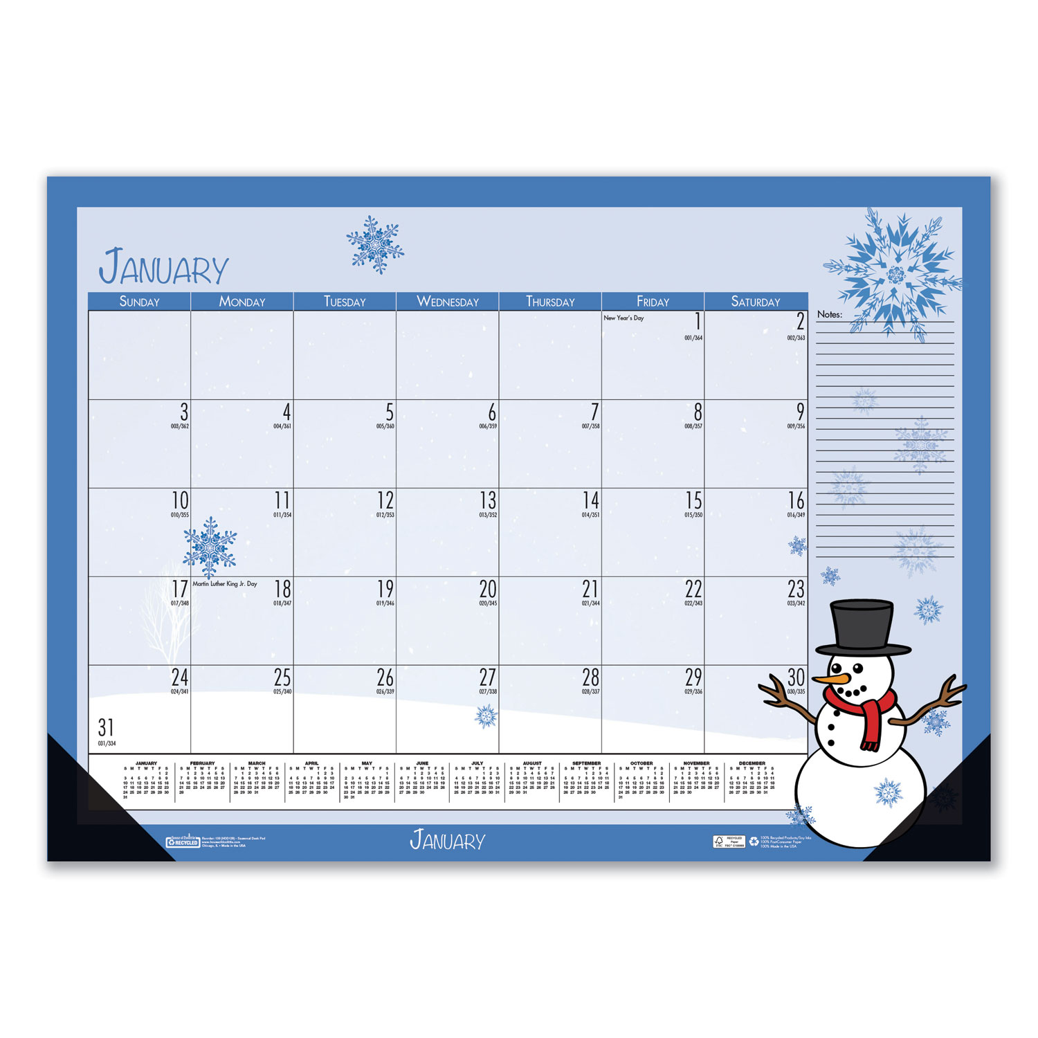 Earthscapes Seasonal Desk Pad Calendar, 18.5 x 13, 2022