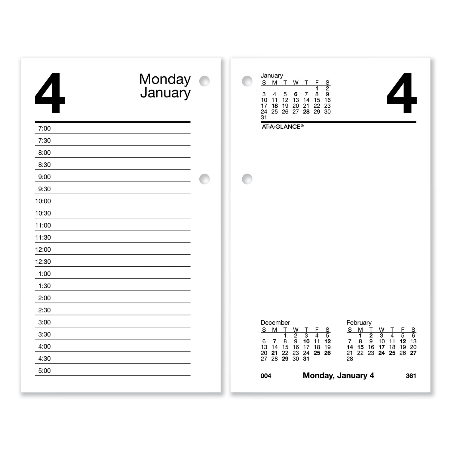 Desk Calendar Refill with Tabs, 3.5 x 6, White Sheets, 12Month (Jan to