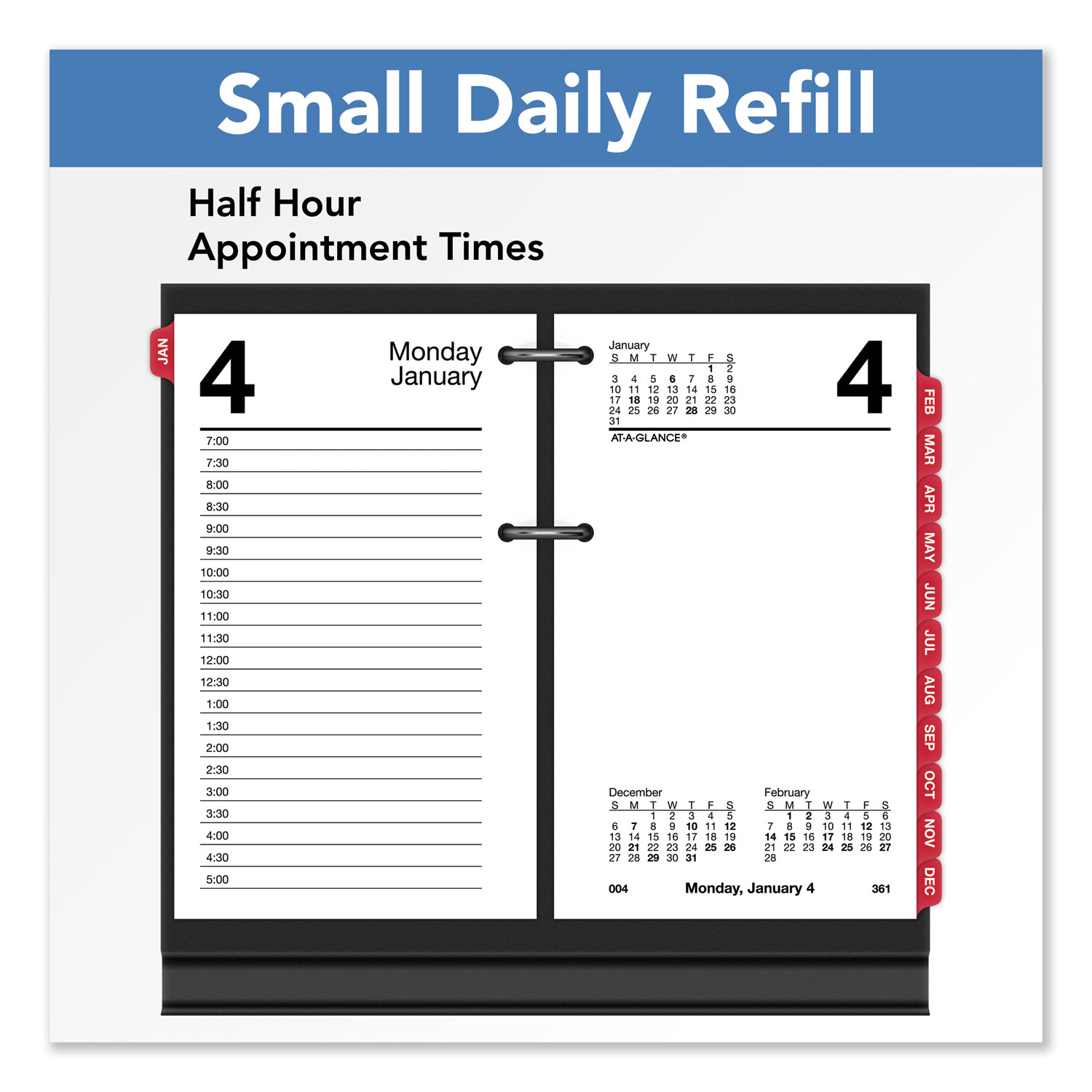 Desk Calendar Refill with Tabs, 3.5 x 6, White Sheets, 12Month (Jan to