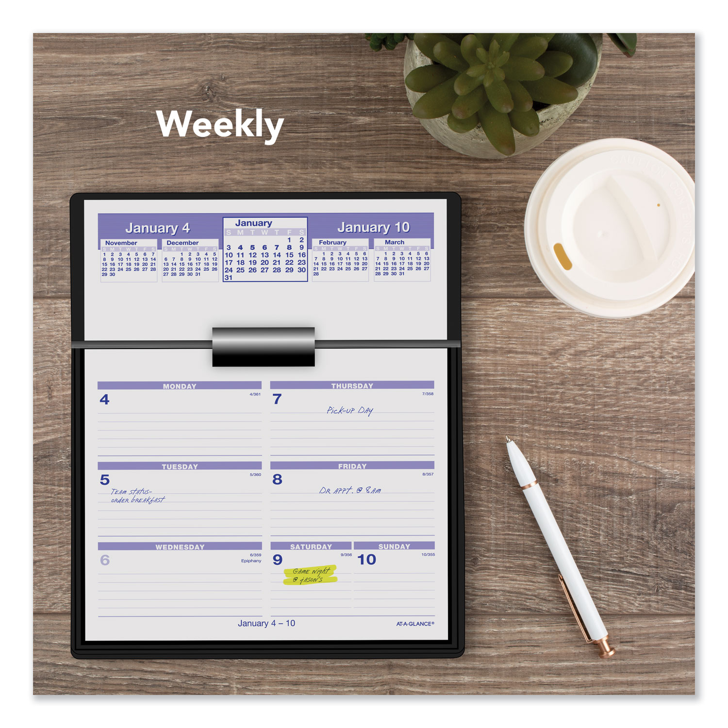 ATAGLANCE® FlipAWeek Desk Calendar Refill, 7 x 6, White Sheets, 12