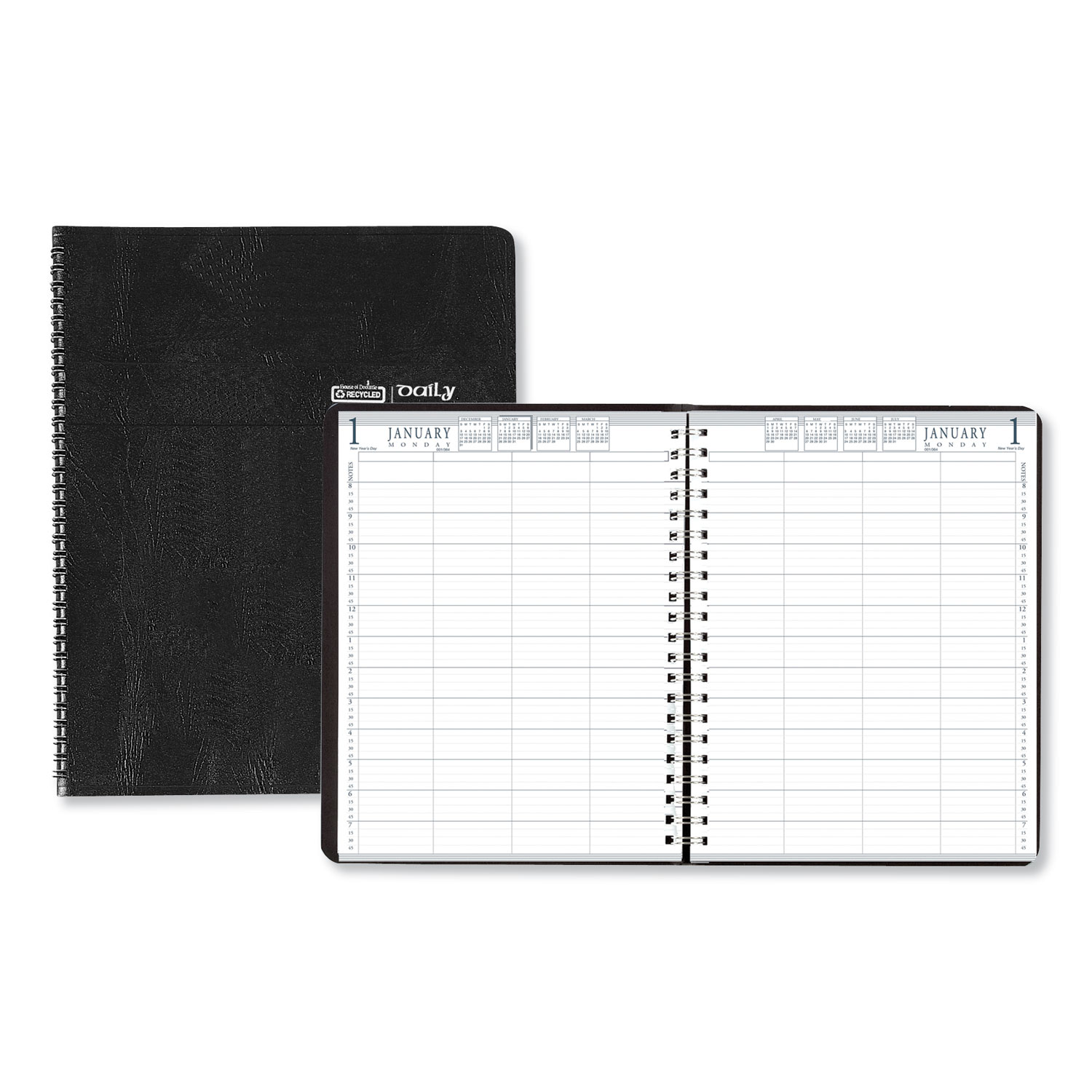 Eight-Person Group Practice Daily Appointment Book, 11 x 8.5, Black, 2022