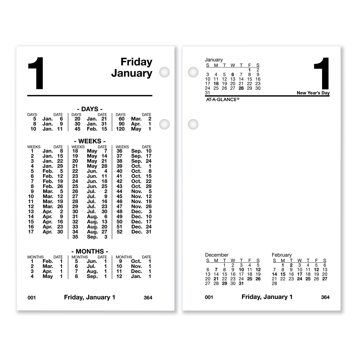  AT-A-GLANCE S170-50 Financial Desk Calendar Refill, 3 1/2 x 6, White, 2020 (AAGS17050) 