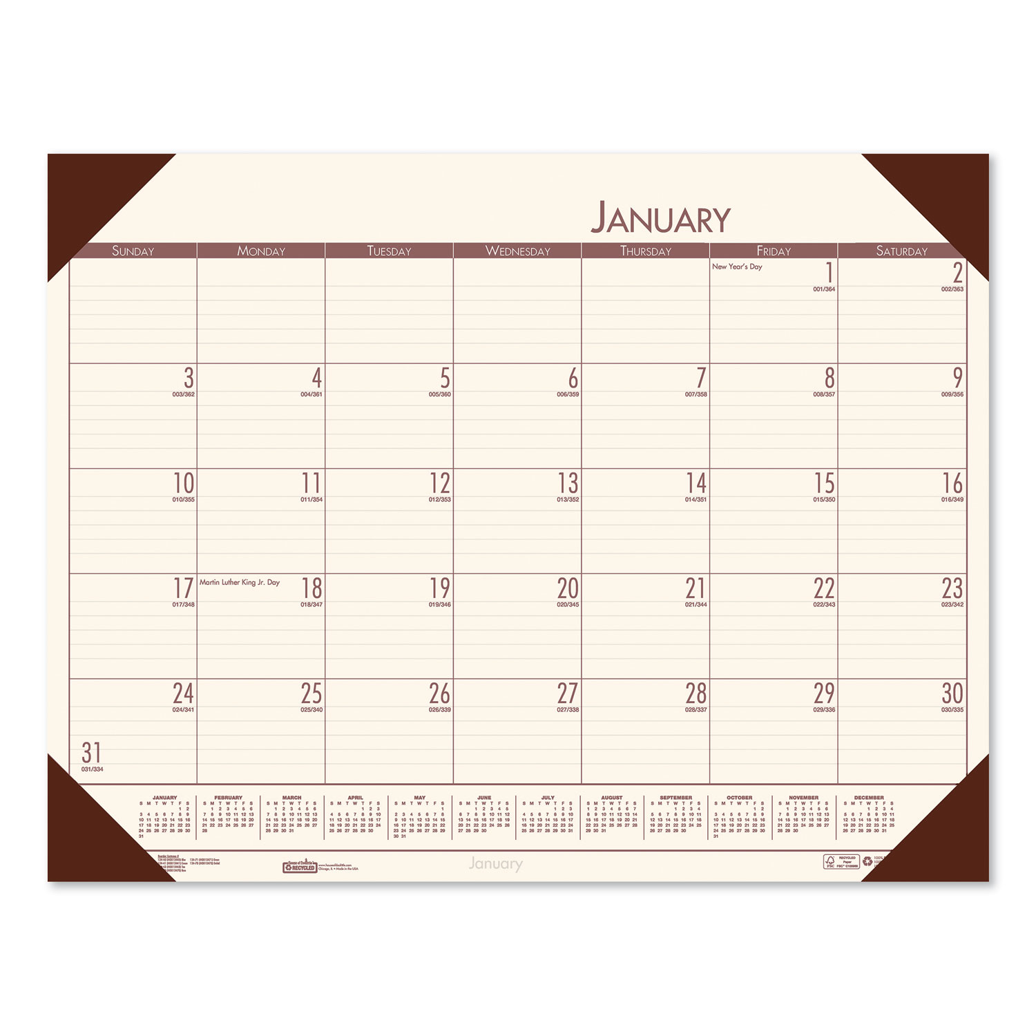  House of Doolittle 1246-41 EcoTones Cream/Brown Monthly Desk Pad Calendar, 18 1/2 x 13, 2020 (HOD124641) 