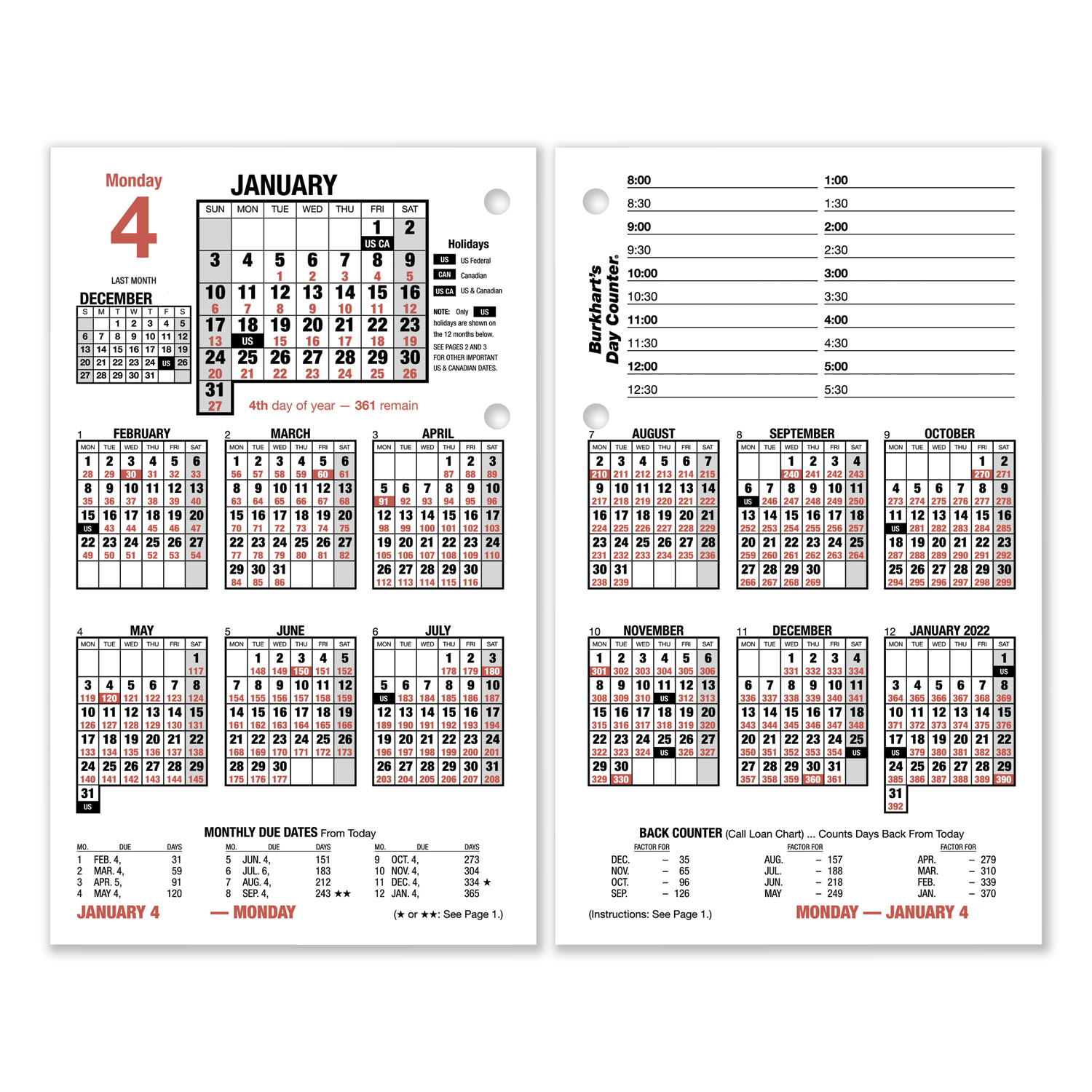 Burkhart S Day Counter Desk Calendar Refill 4 1 2 X 7 3 8 White