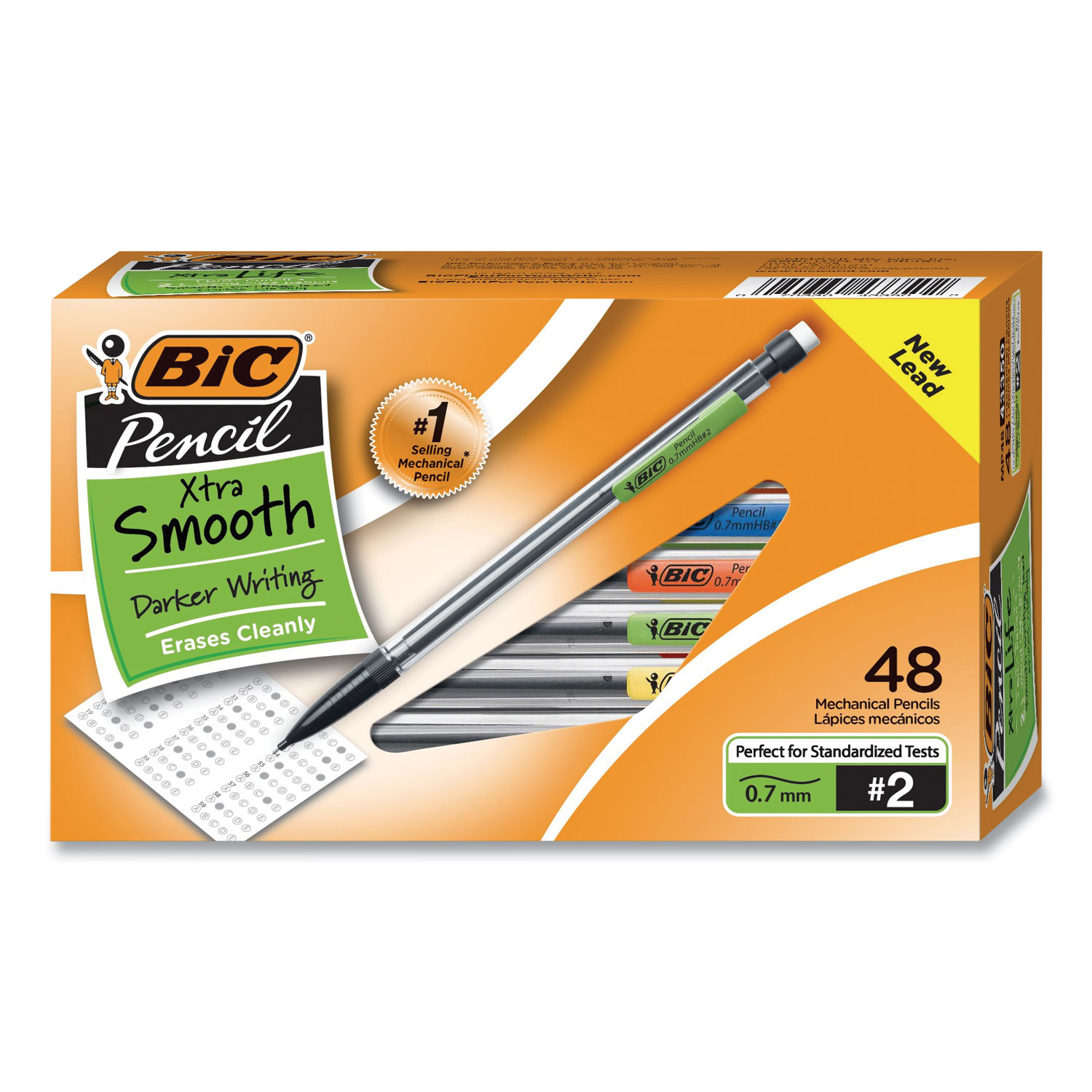  BIC MP48-BK Xtra Smooth Mechanical Pencil, 0.7 mm, HB (#2.5), Black Lead, Clear Barrel, 40/Pack (BICMP48BK) 