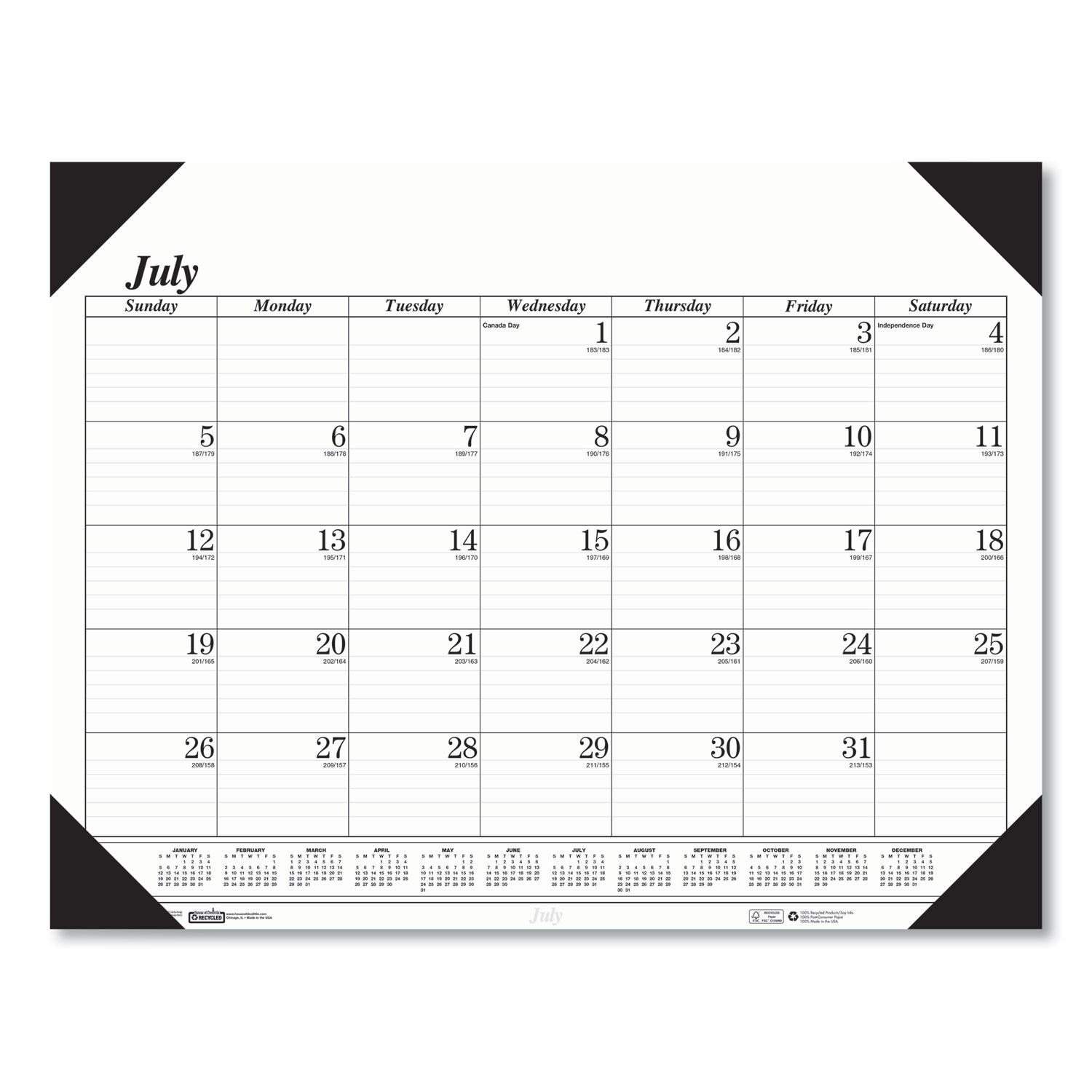 Recycled Economy 14-Month Academic Desk Pad Calendar, 22 x 17, 2022-2023