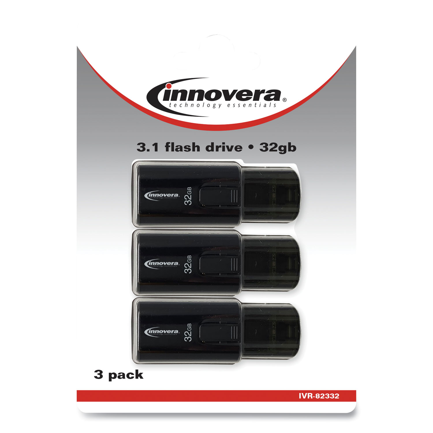  Innovera 82332 USB 3.0 Flash Drive, 32 GB, 3/Pack (IVR82332) 
