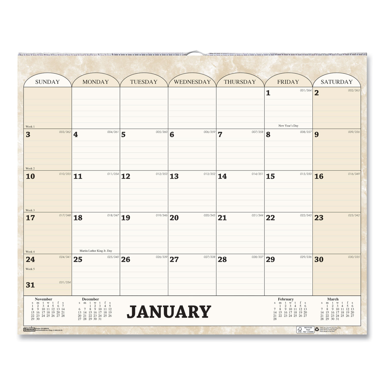  House of Doolittle 319 Recycled Monthly Horizontal Wall Calendar, 14 7/8 x 12, 2020 (HOD319) 