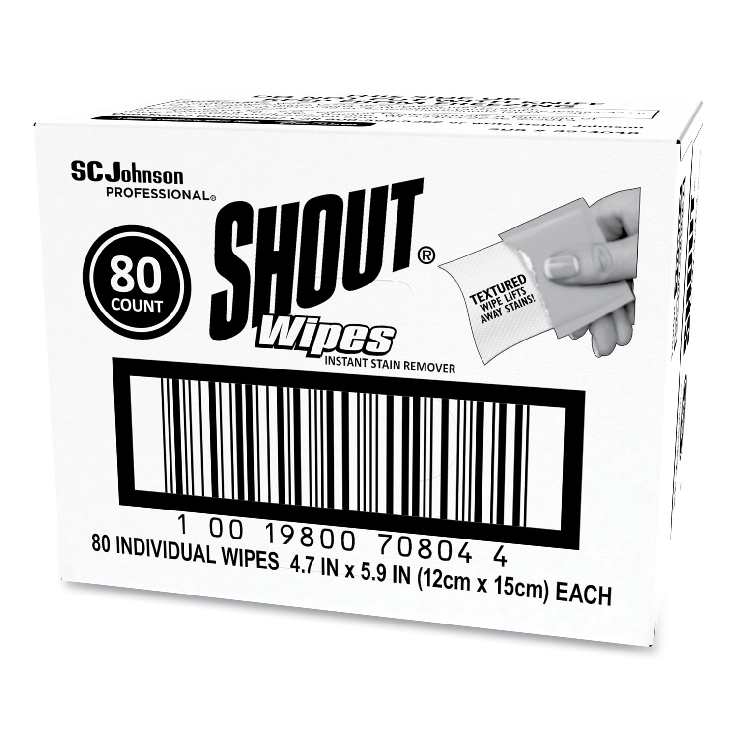 Shout Wipe & Go Instant Stain Remover, 4.7 x 5.9, 80 Packets/Carton  (SJN686661)