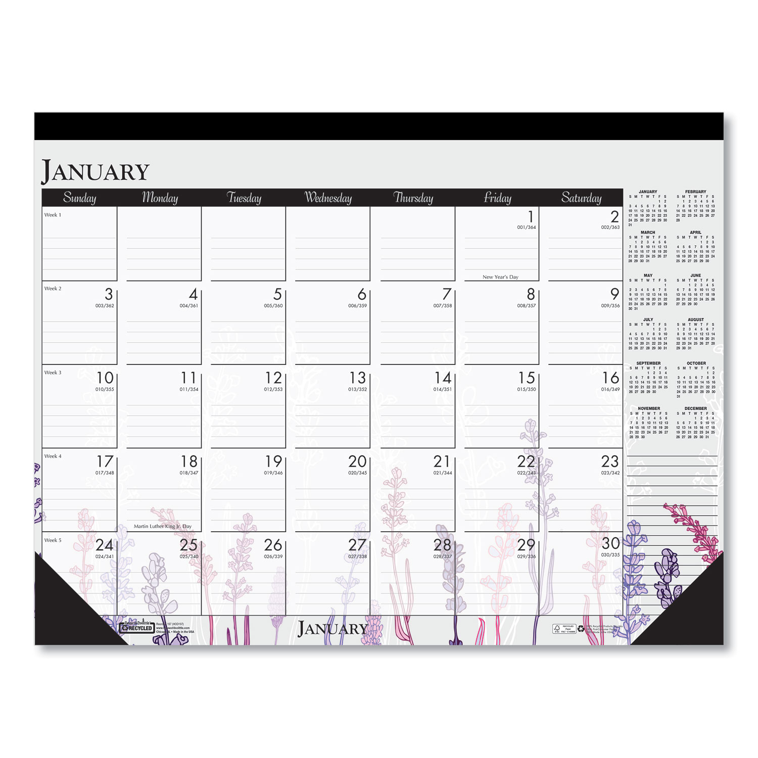  House of Doolittle 1976 100% Recycled Contempo Desk Pad Calendar, 18 1/2 x 13, Wild Flowers, 2020 (HOD1976) 