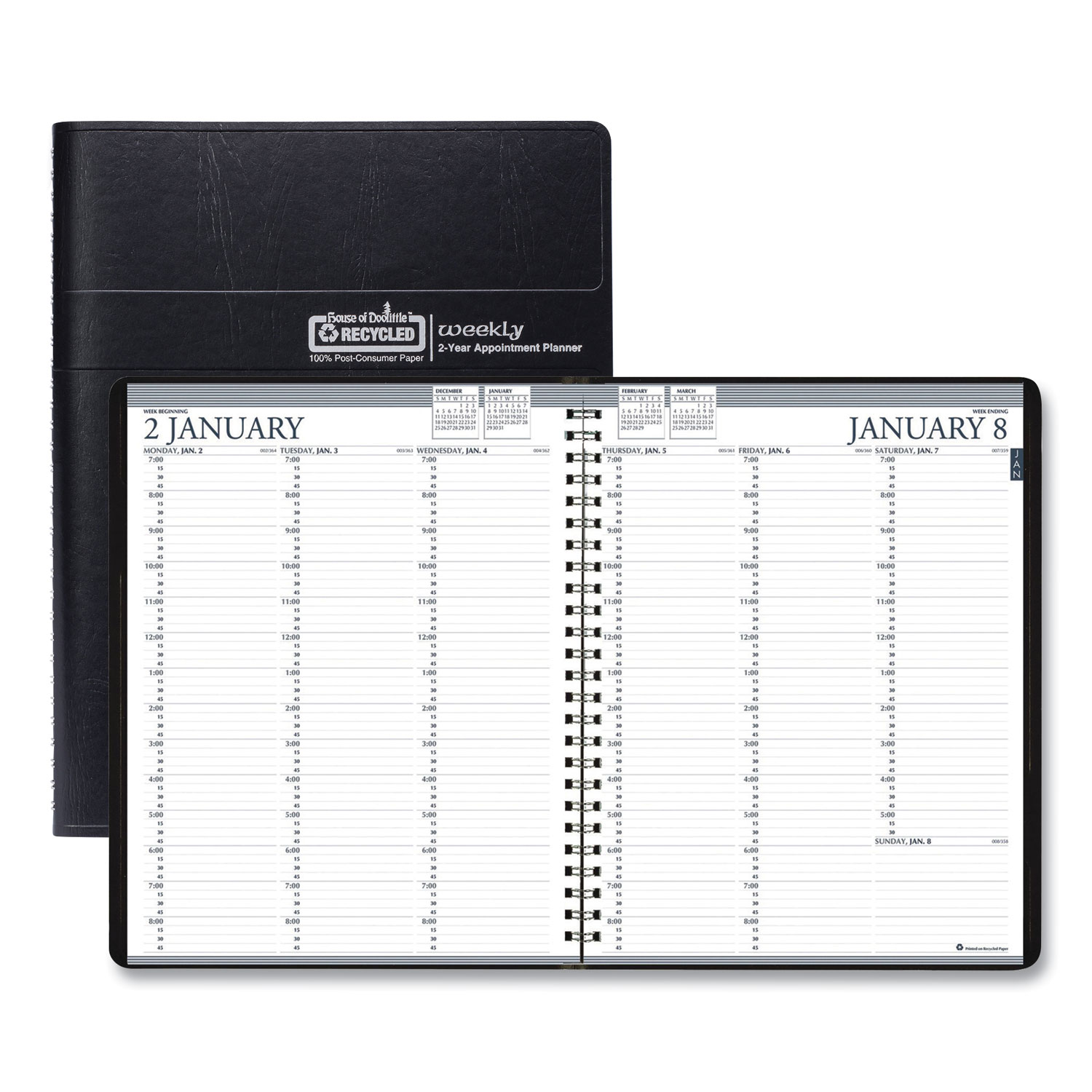  House of Doolittle 2720-02 Recycled Two-Year Professional Weekly Planner, 11 x 8 1/2, Black, 2020-2021 (HOD272002) 