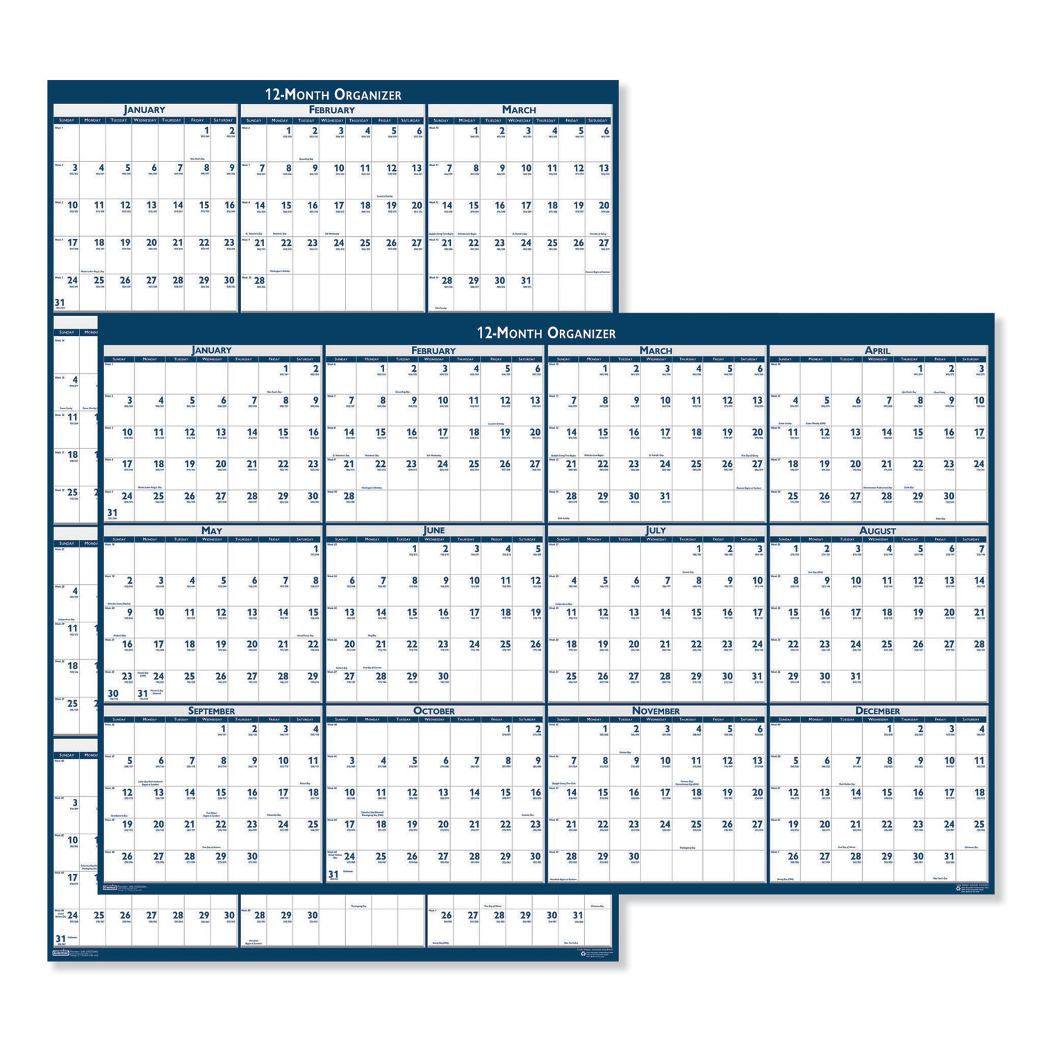  House of Doolittle 3962 Recycled Laminated Write-On/Wipe-Off Jumbo Yearly Wall Calendar, 66 x 33, 2020 (HOD3962) 