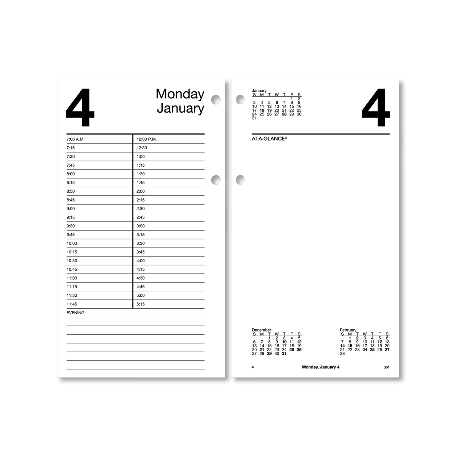  AT-A-GLANCE E210-50 Large Desk Calendar Refill, 4 1/2 x 8, White, 2020 (AAGE21050) 