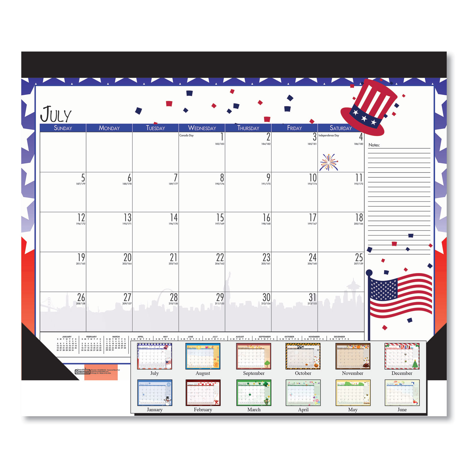  House of Doolittle 1395 100% Recycled Seasonal Academic Desk Pad Calendar, 22 x 17, 2020-2021 (HOD1395) 