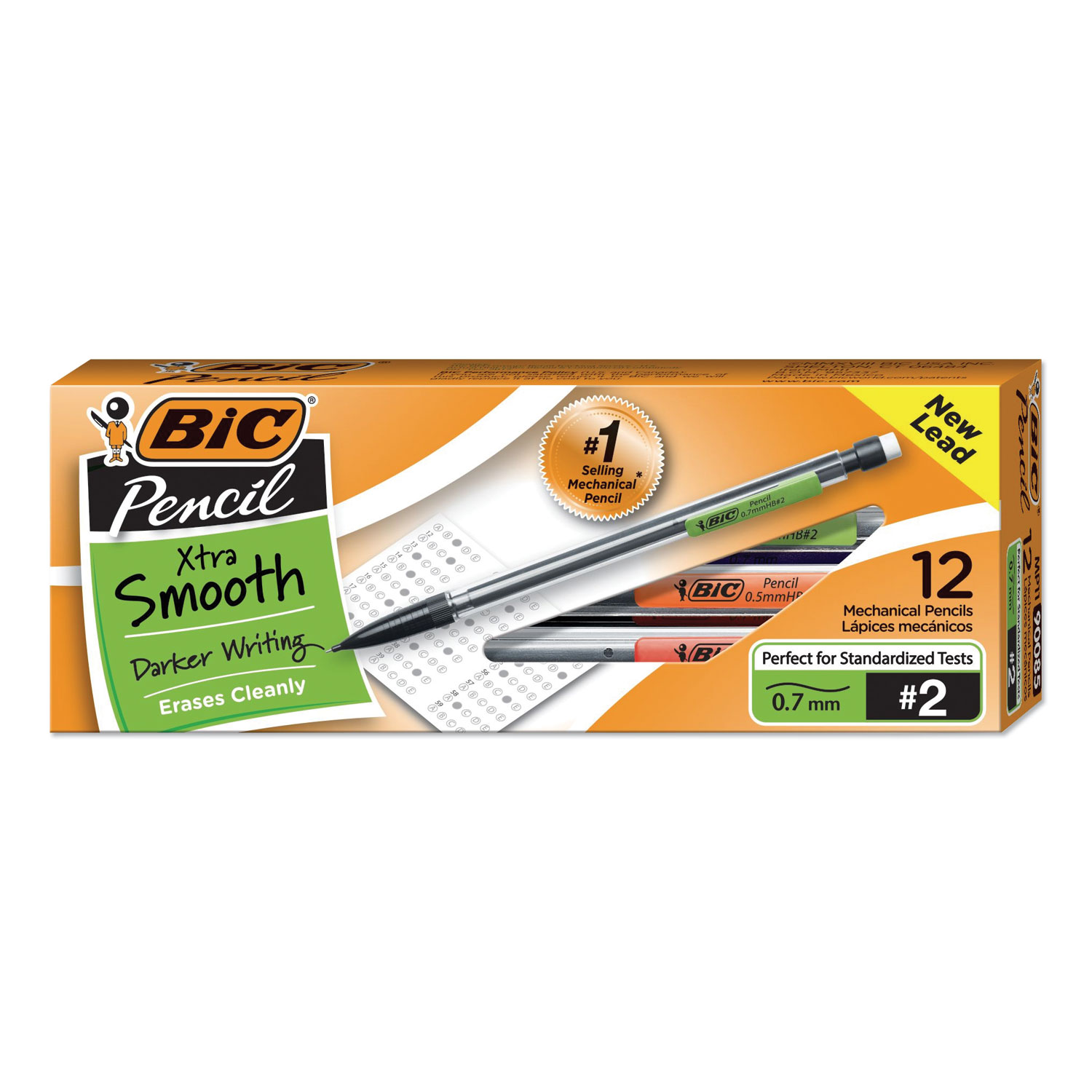  BIC MP11 Xtra Smooth Mechanical Pencil, 0.7 mm, HB (#2.5), Black Lead, Clear Barrel, Dozen (BICMP11) 