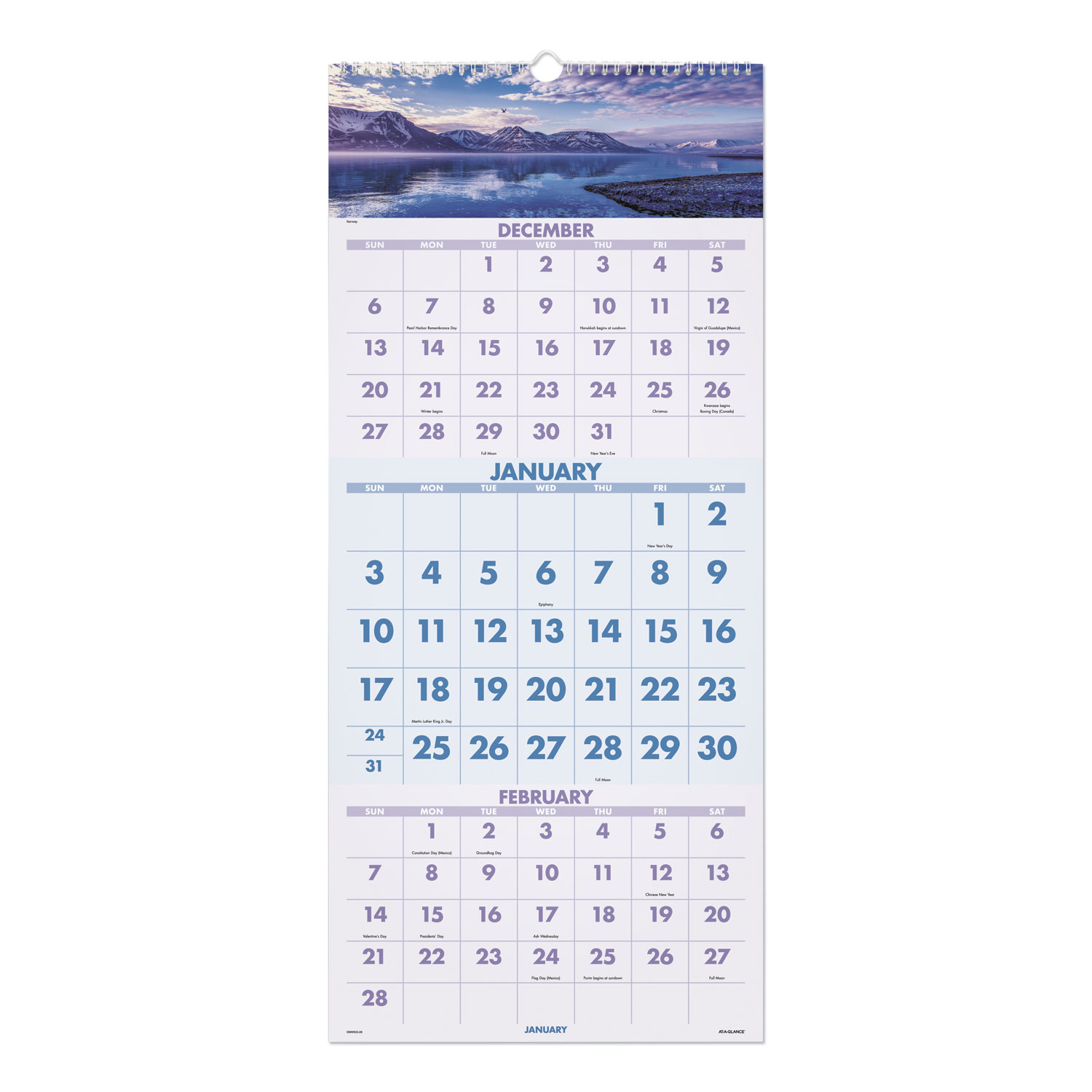  AT-A-GLANCE DMW50328 Scenic Three-Month Wall Calendar, 12 x 27, 2020 (AAGDMW50328) 